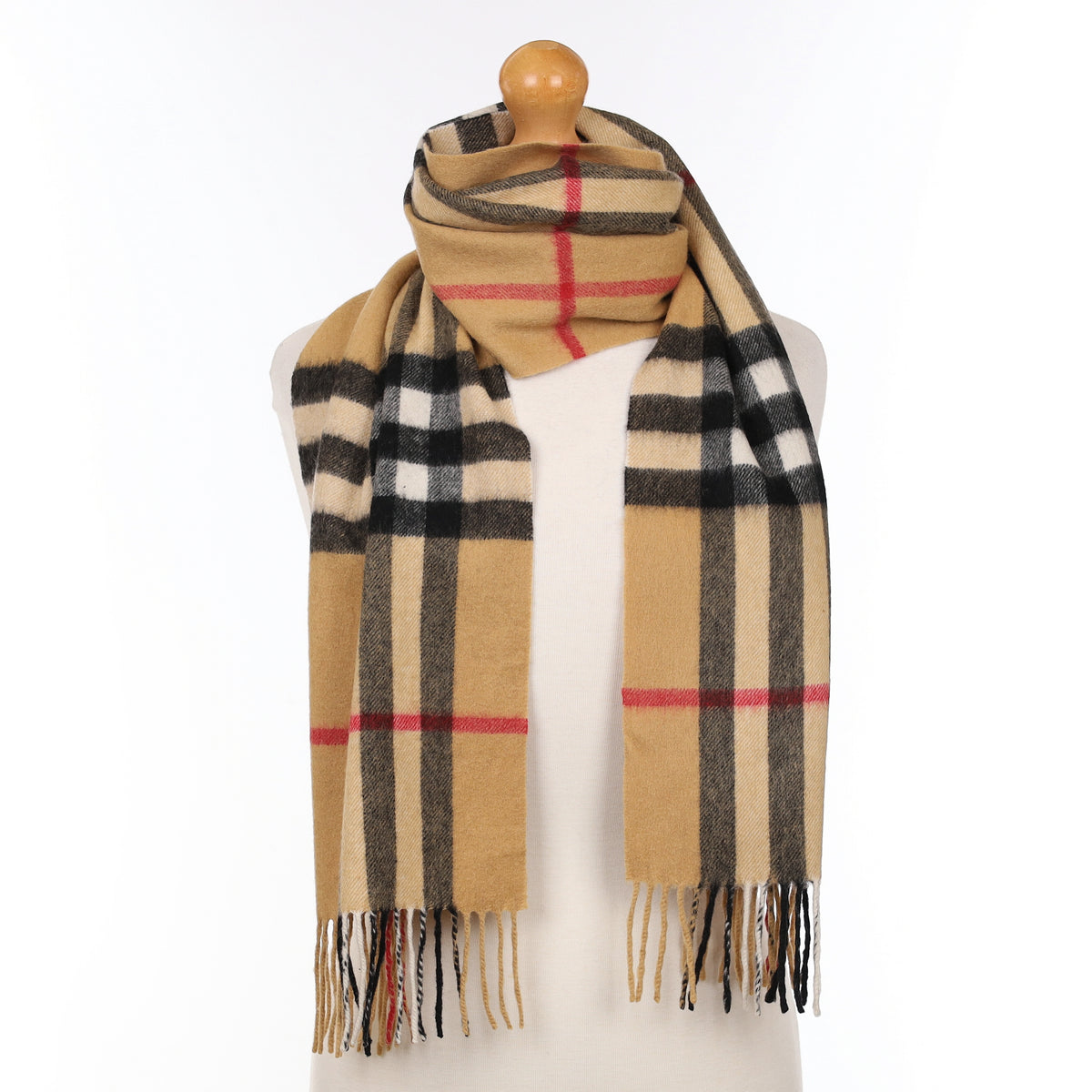 Caramel Plaid Cashmere Woven Scarf