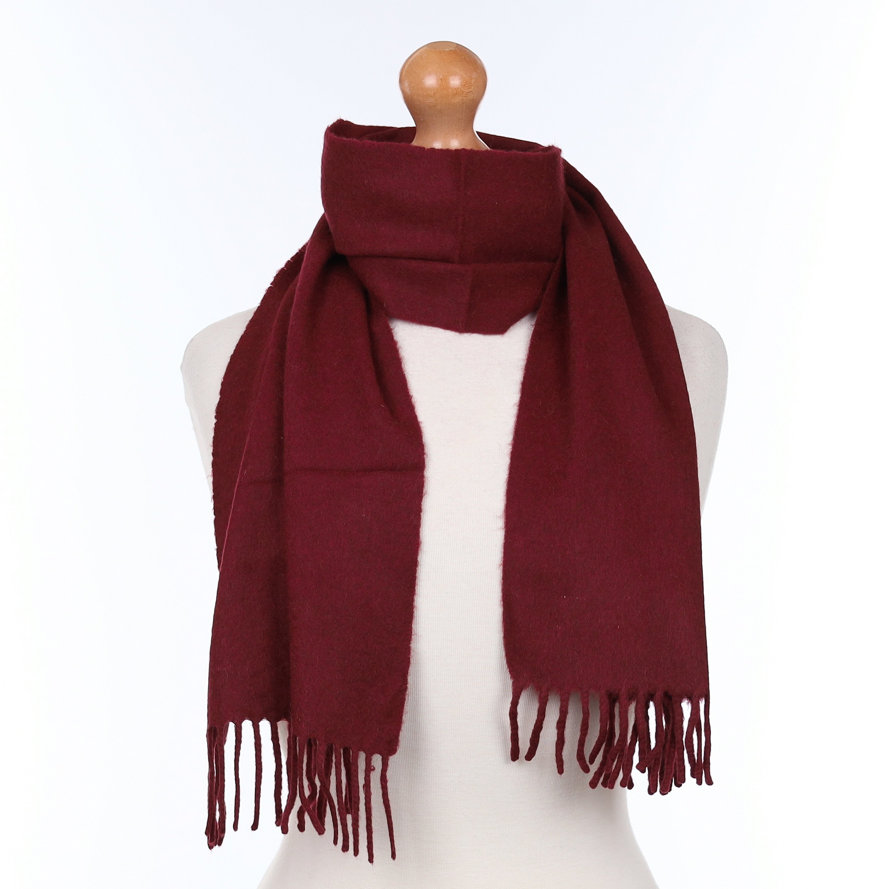Wine Red Cashmere Woven Scarf