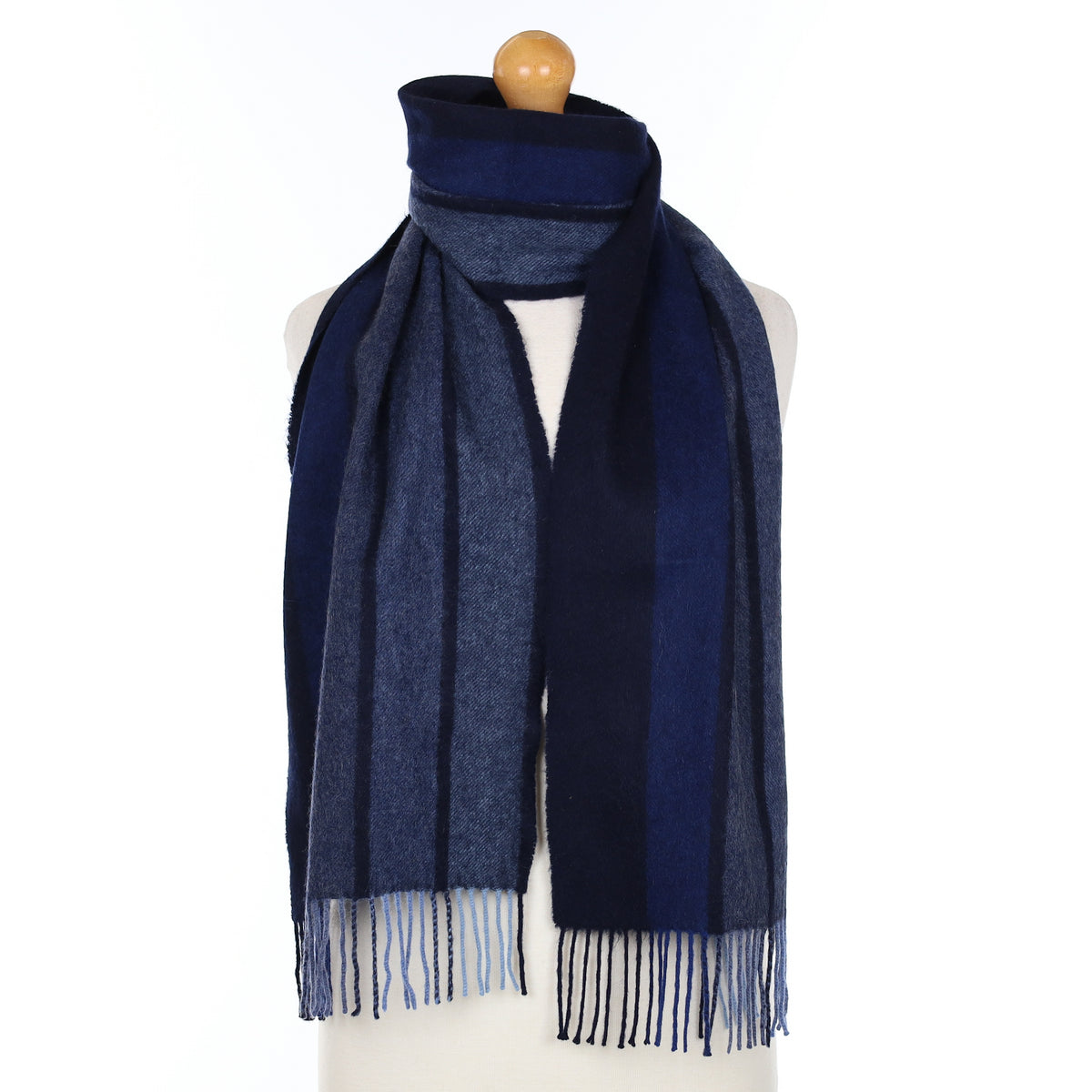 Blue And Navy Gradient Cashmere Woven Scarf