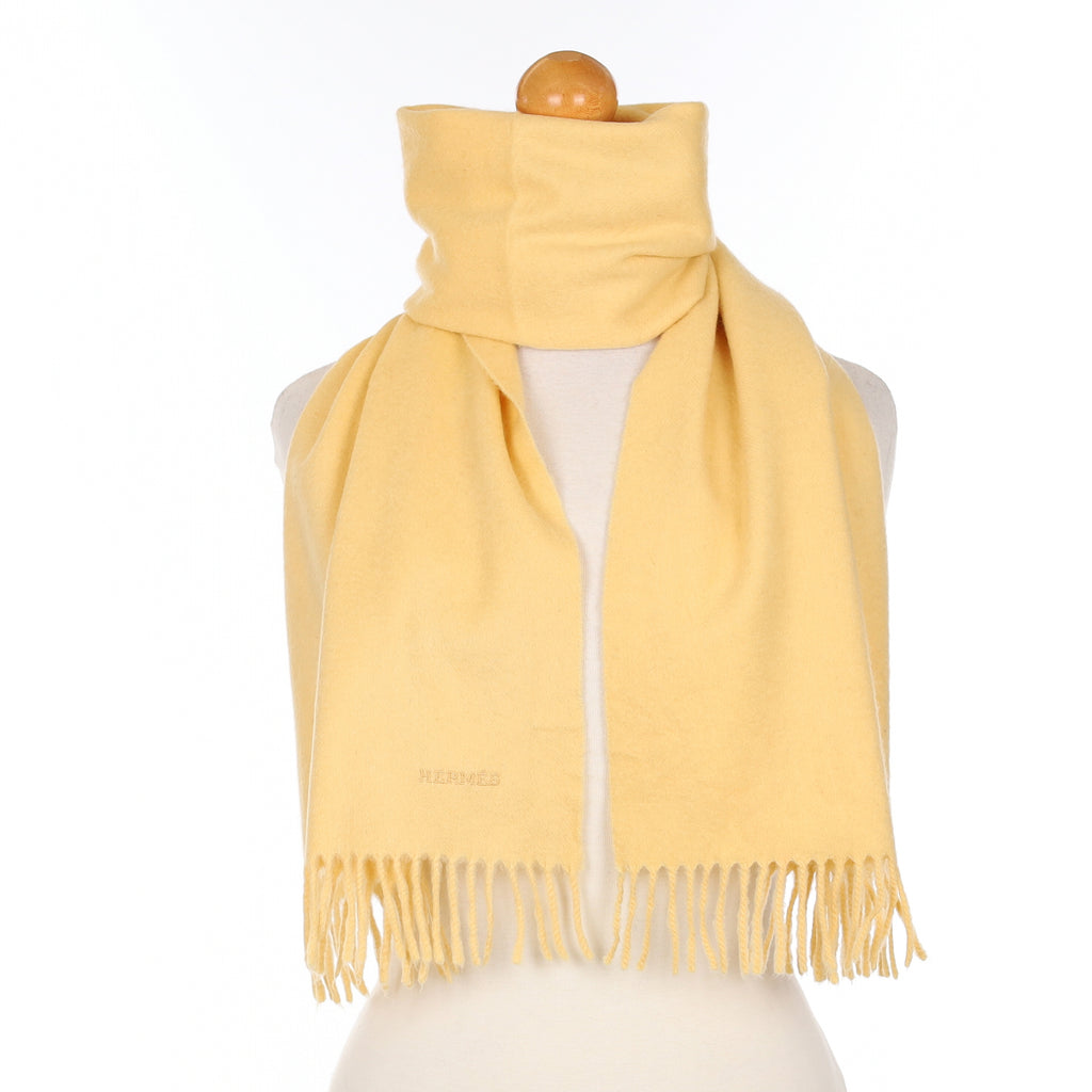 Hermès Scottish Butter Yellow Cashmere Woven Scarf