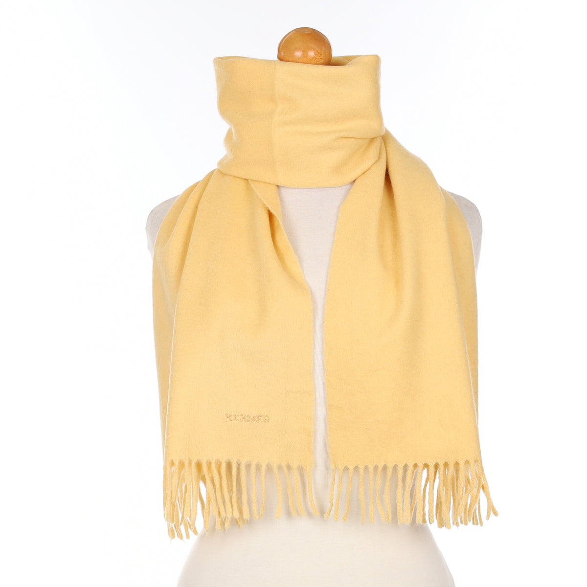 Hermès Scottish Butter Yellow Cashmere Woven Scarf