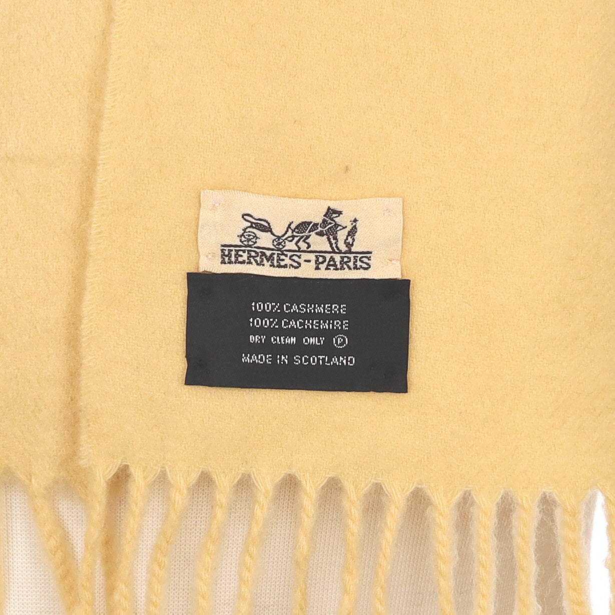 Hermès Scottish Butter Yellow Cashmere Woven Scarf