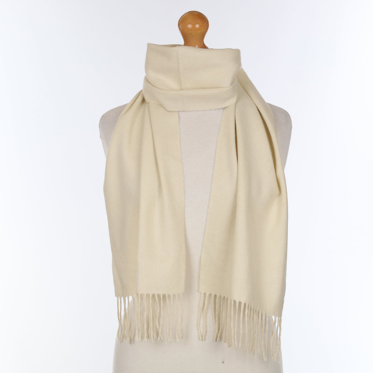 Ivory Cream Cashmere Woven Scarf