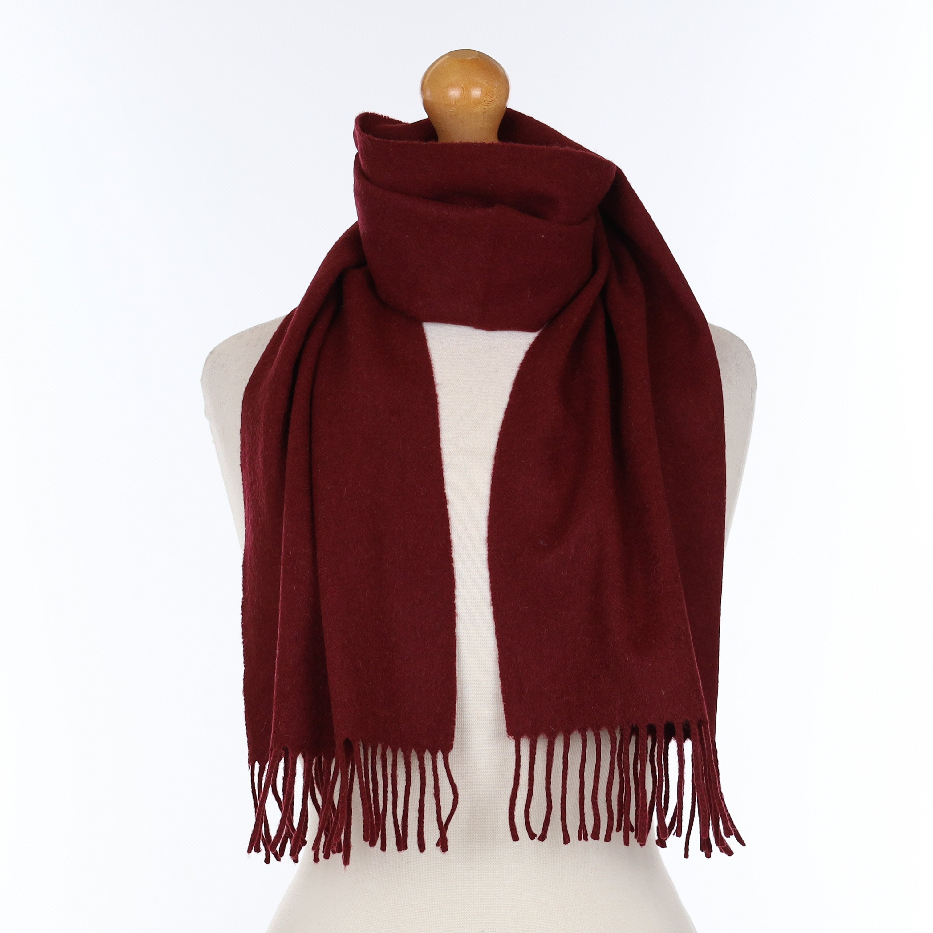 Deep Wine Red Cashmere Woven Scarf