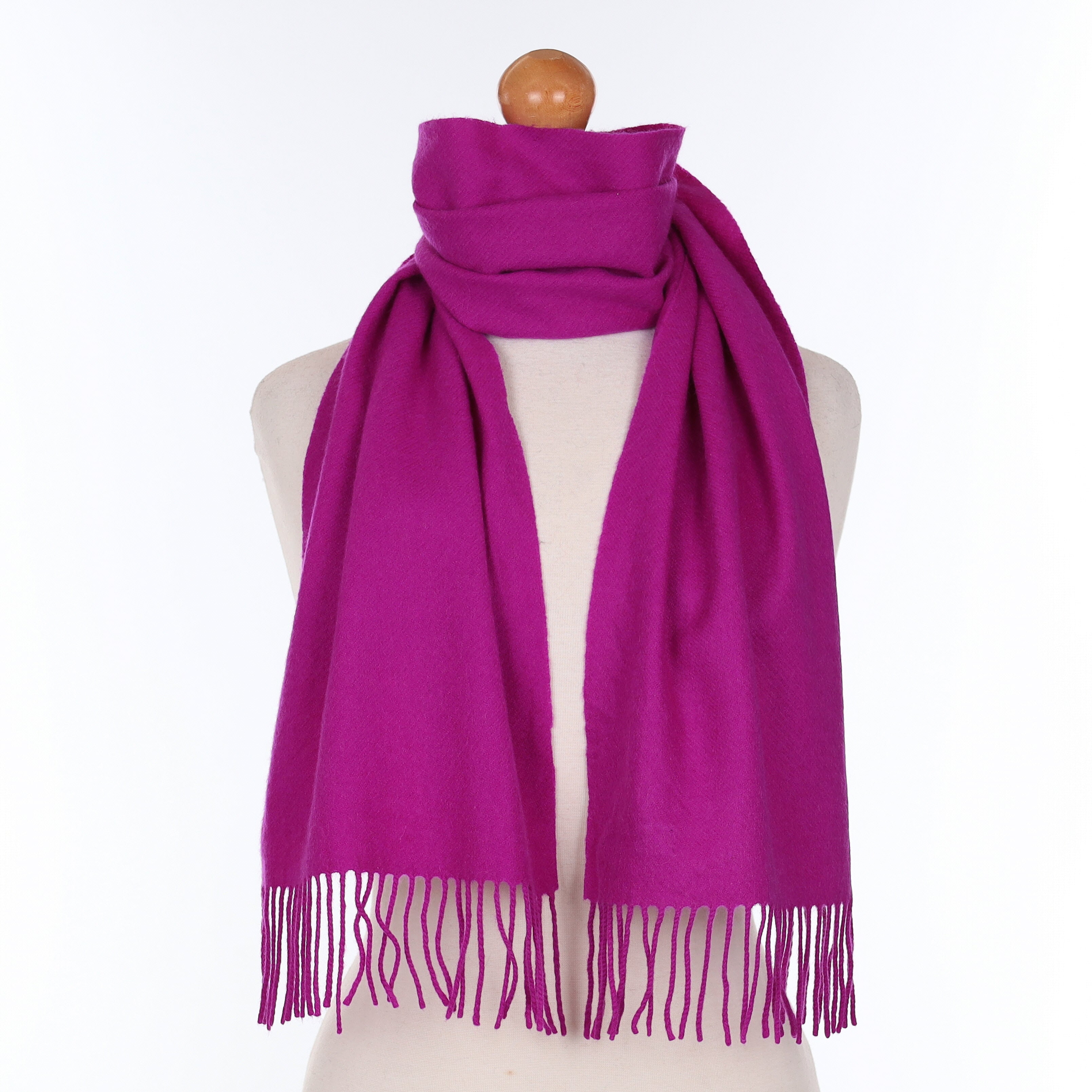 Magenta Purple Cashmere Woven Scarf