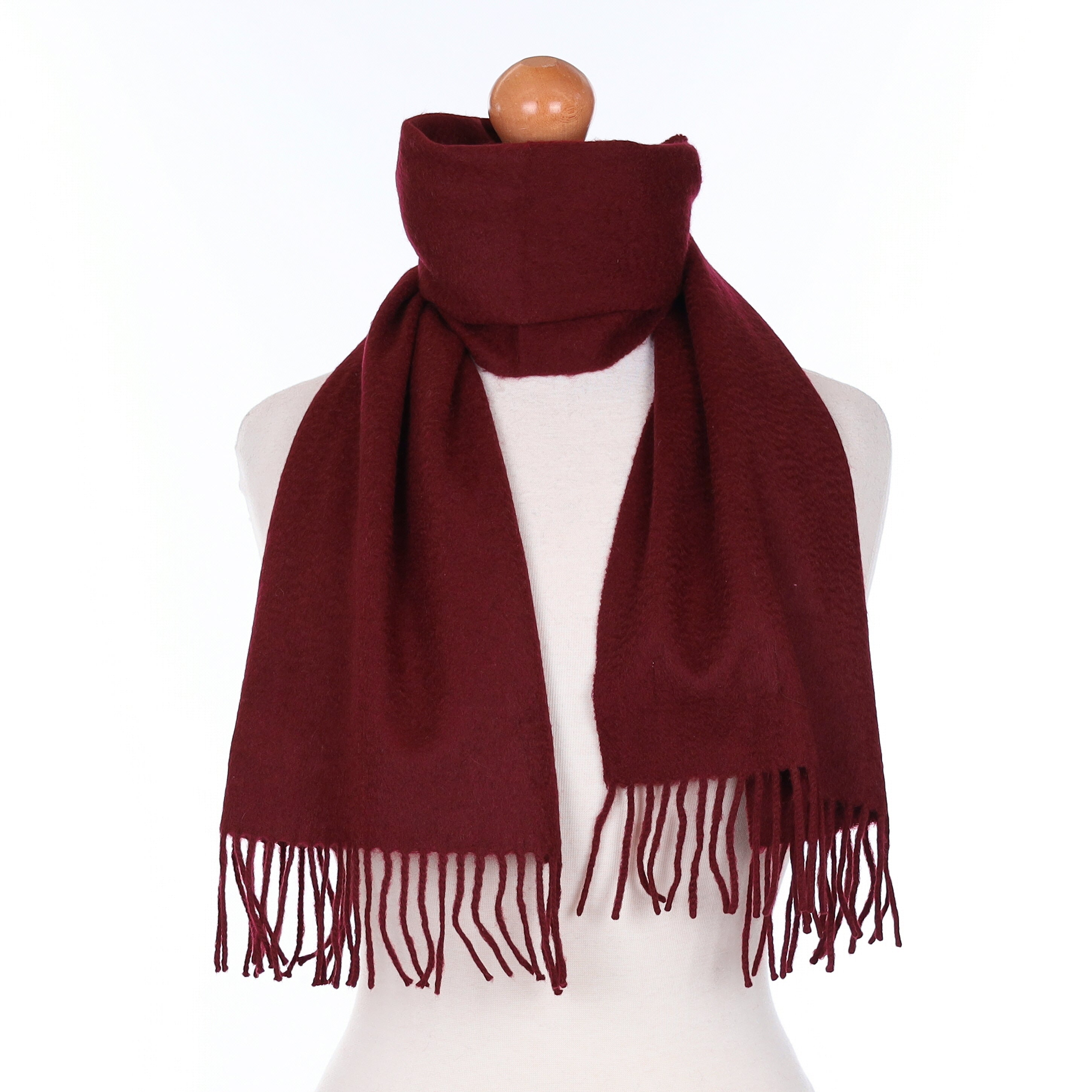 Deep Burgundy Red Cashmere Woven Scarf
