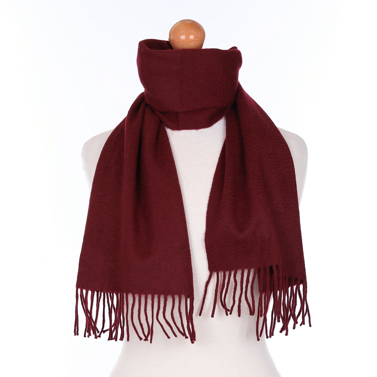 Deep Burgundy Red Cashmere Woven Scarf