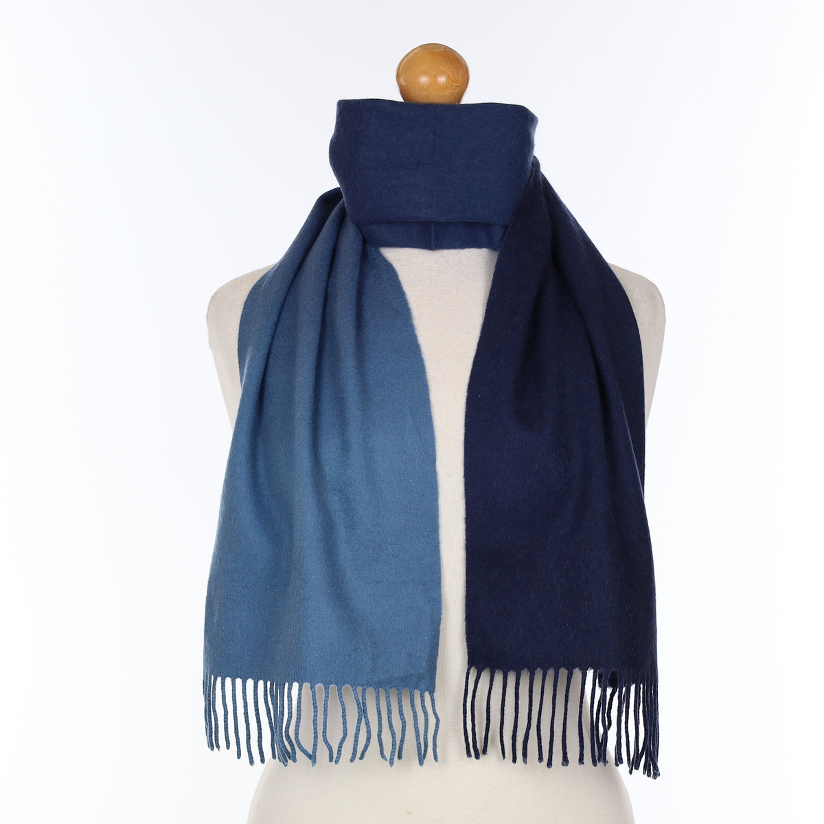Ocean Blue Ombre Cashmere Woven Scarf