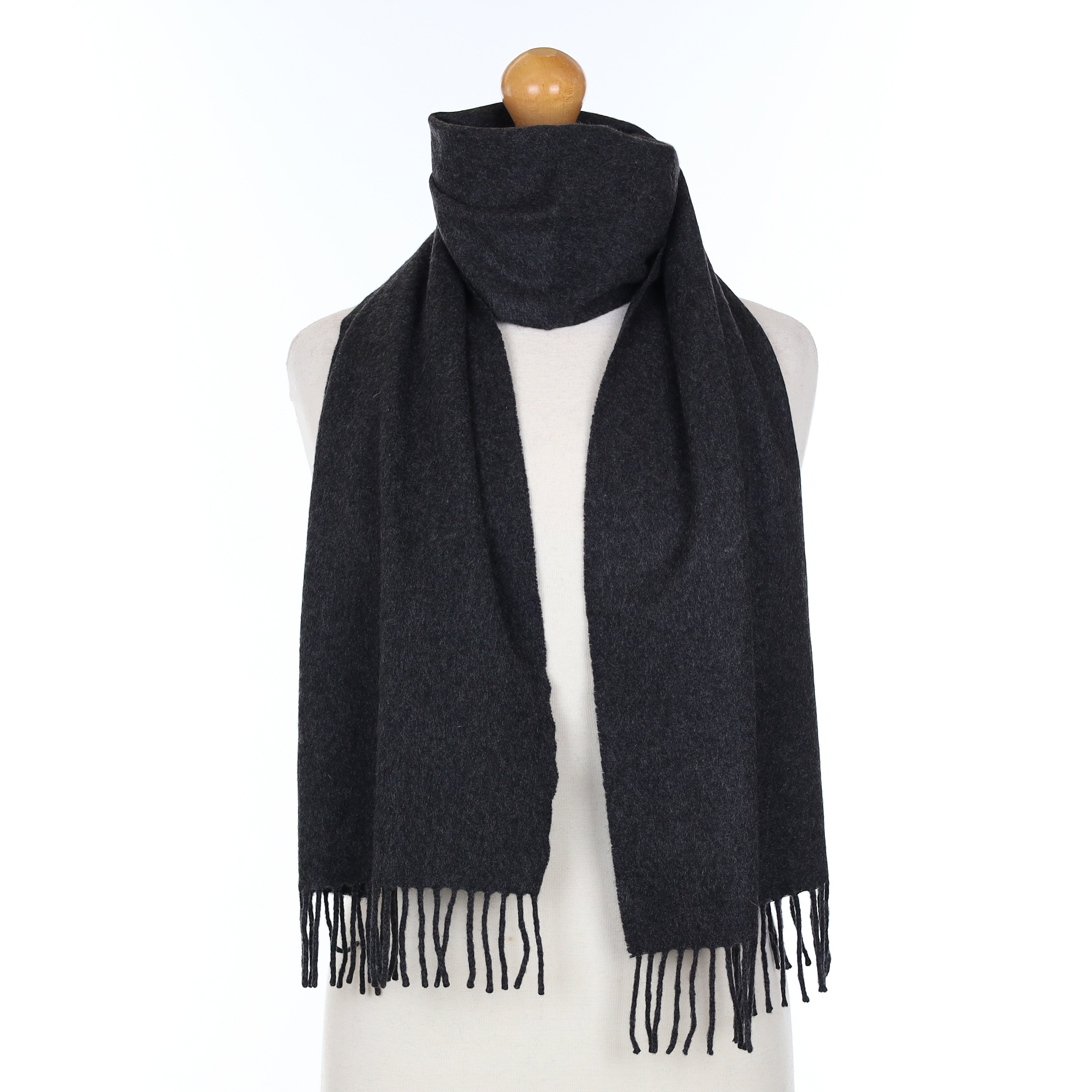 Charcoal Grey Cashmere Woven Scarf