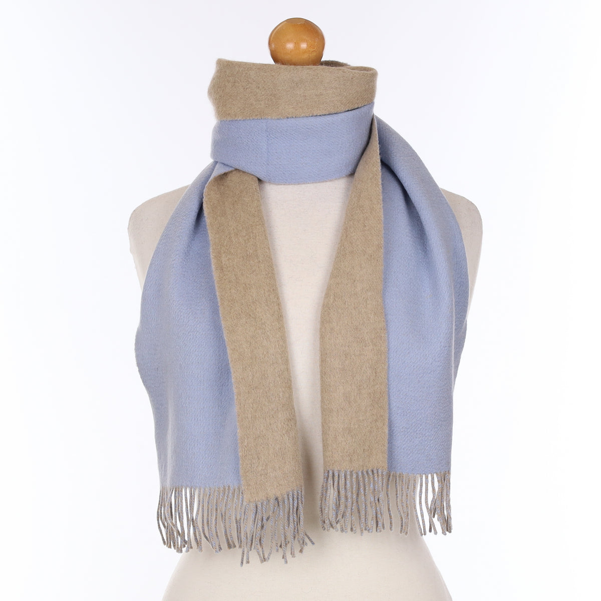 Sky Blue And Beige Cashmere Heavy Woven Scarf