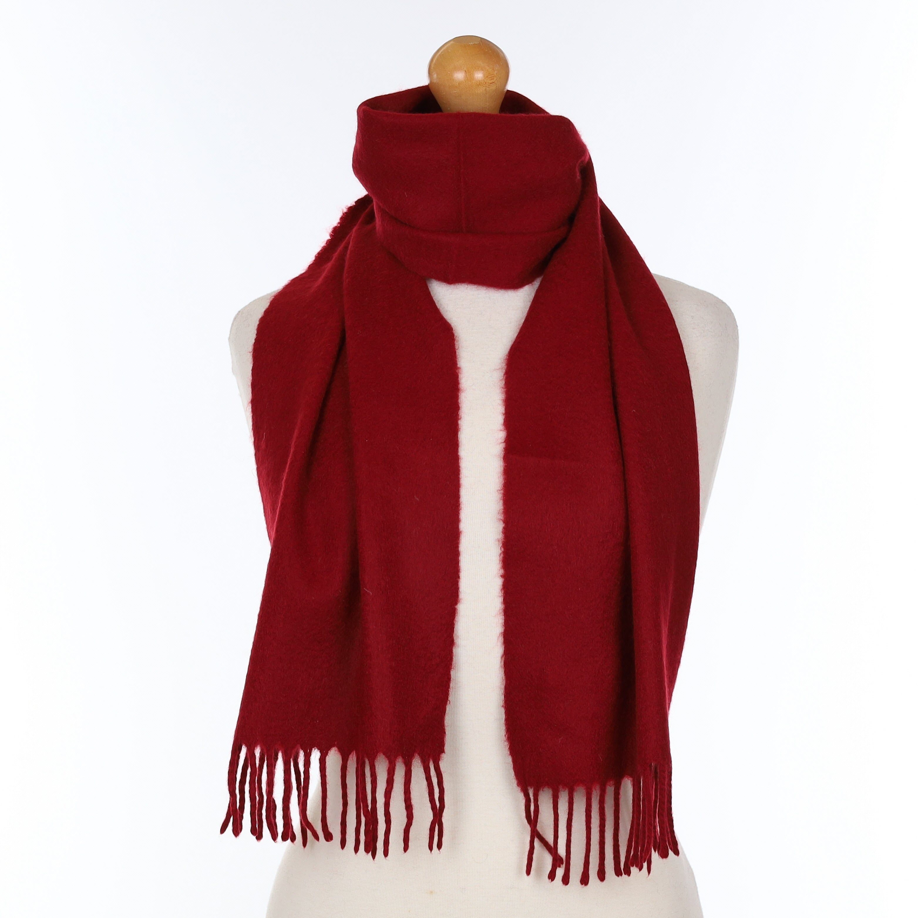 Crimson Red Cashmere Woven Scarf