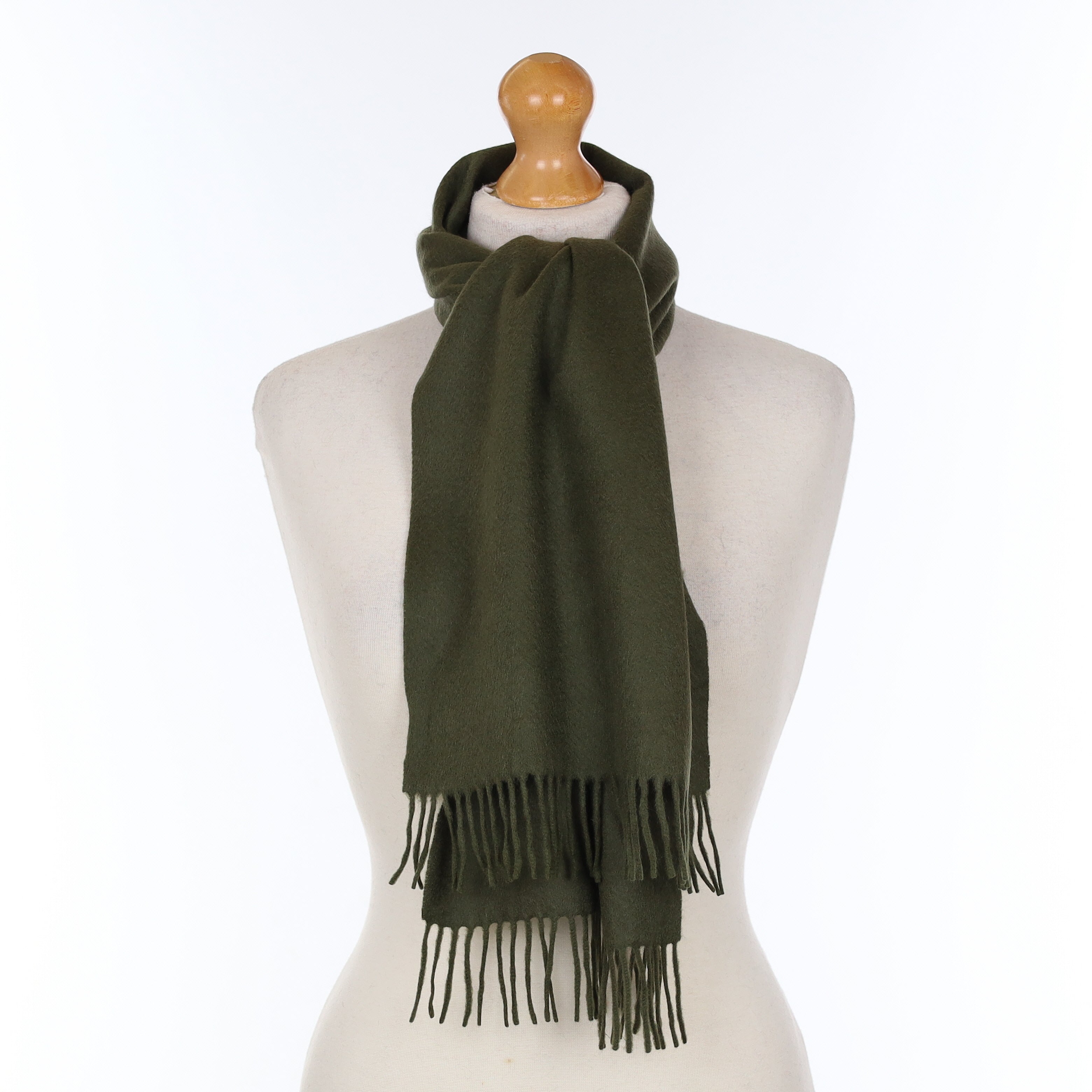 Khaki Green Cashmere Woven Scarf