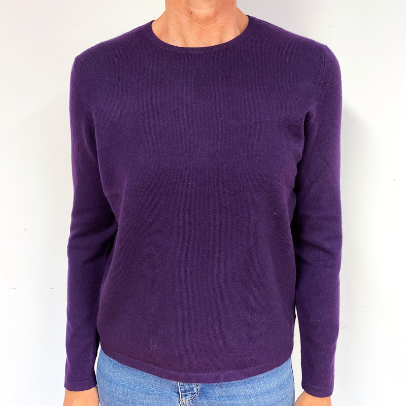 Deep Iris Purple Cashmere Crew Neck Jumper Medium