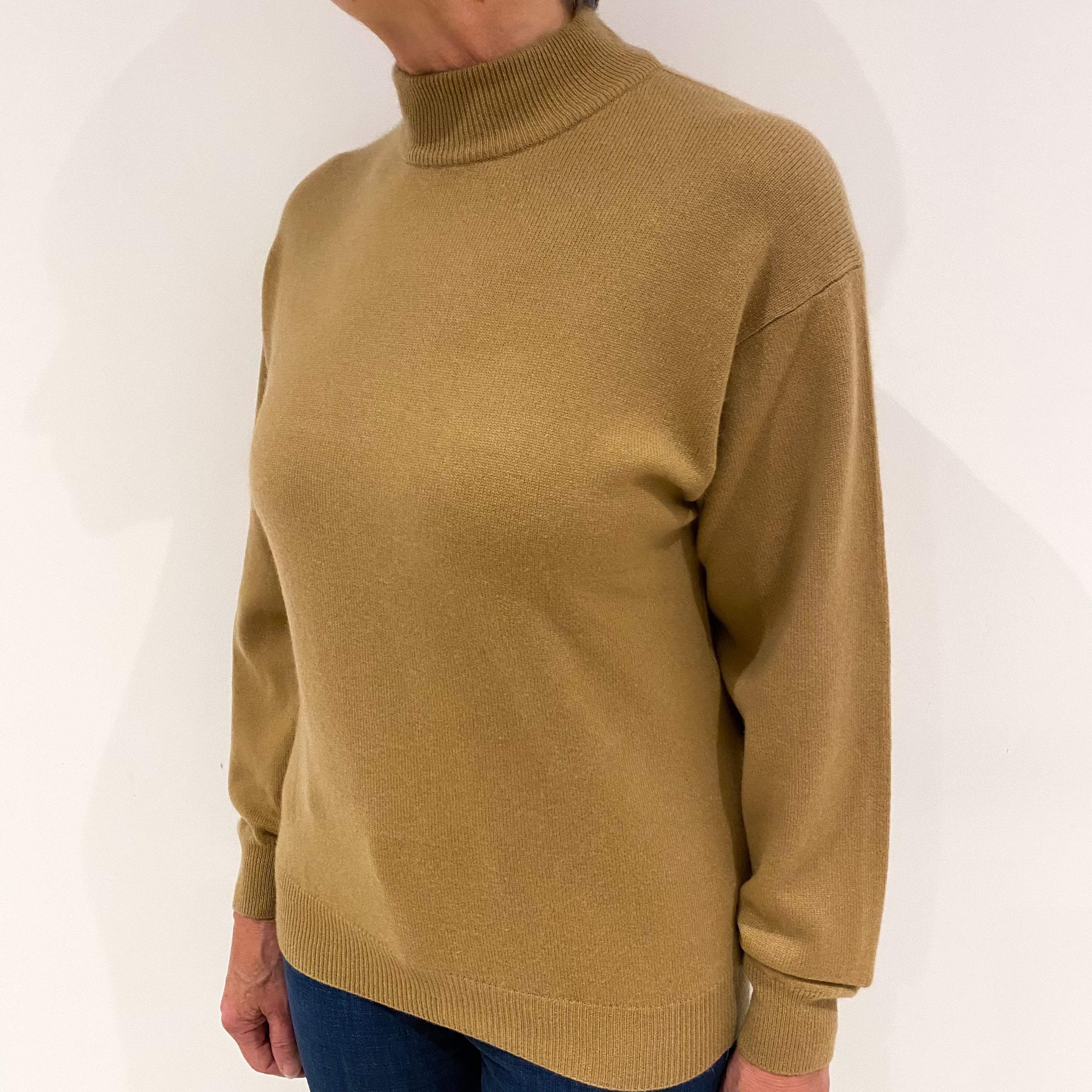 Caramel Brown Cashmere Turtle Neck Jumper Medium