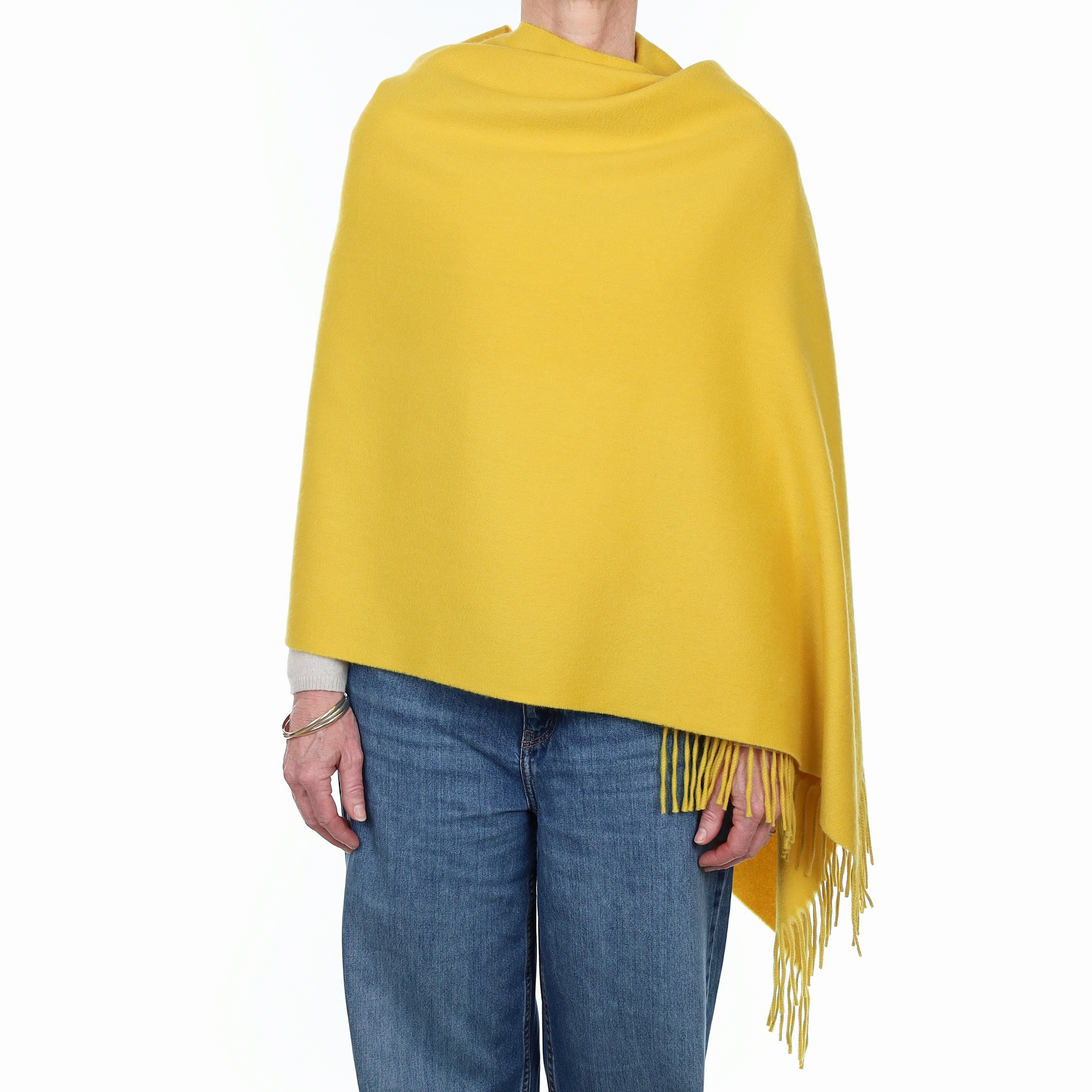 Brand New Scottish Alex Begg Marigold Yellow Luxury Woven Cashmere Wrap