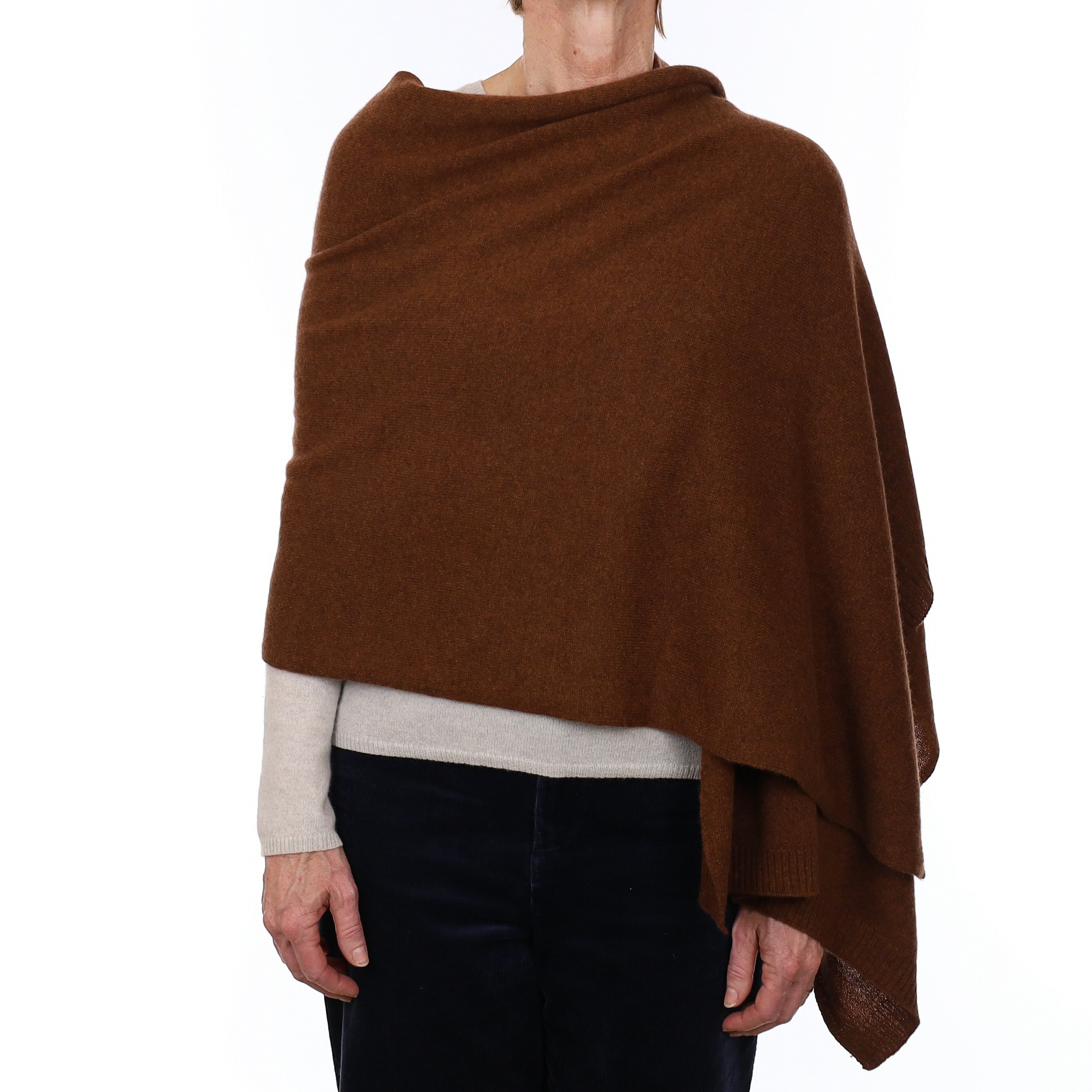 Brand New Chestnut Brown Recycled Cashmere Wrap