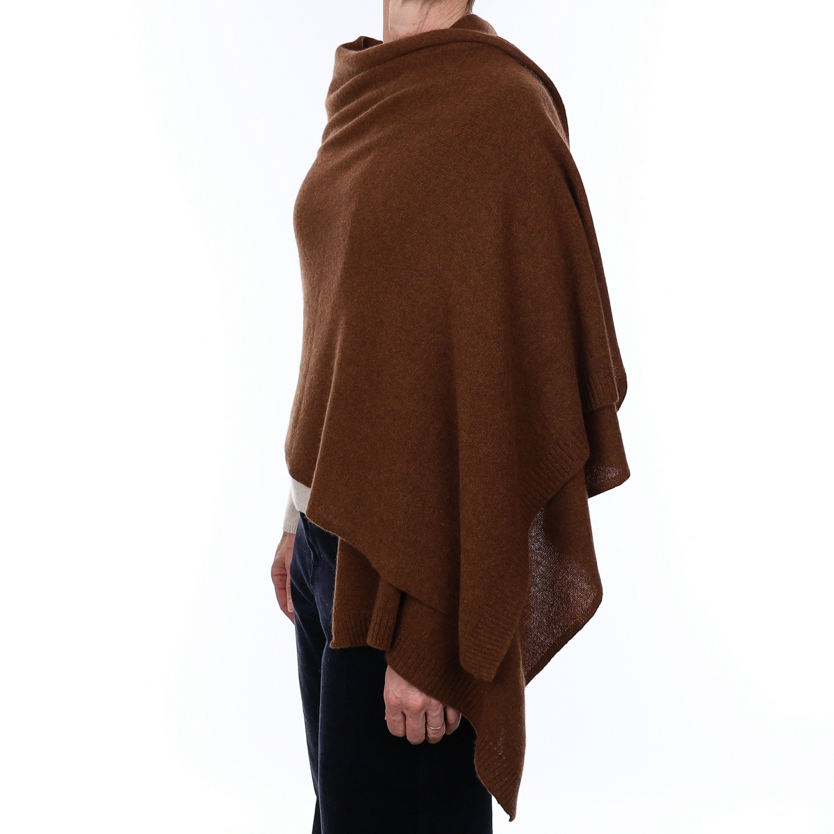 Brand New Chestnut Brown Recycled Cashmere Wrap