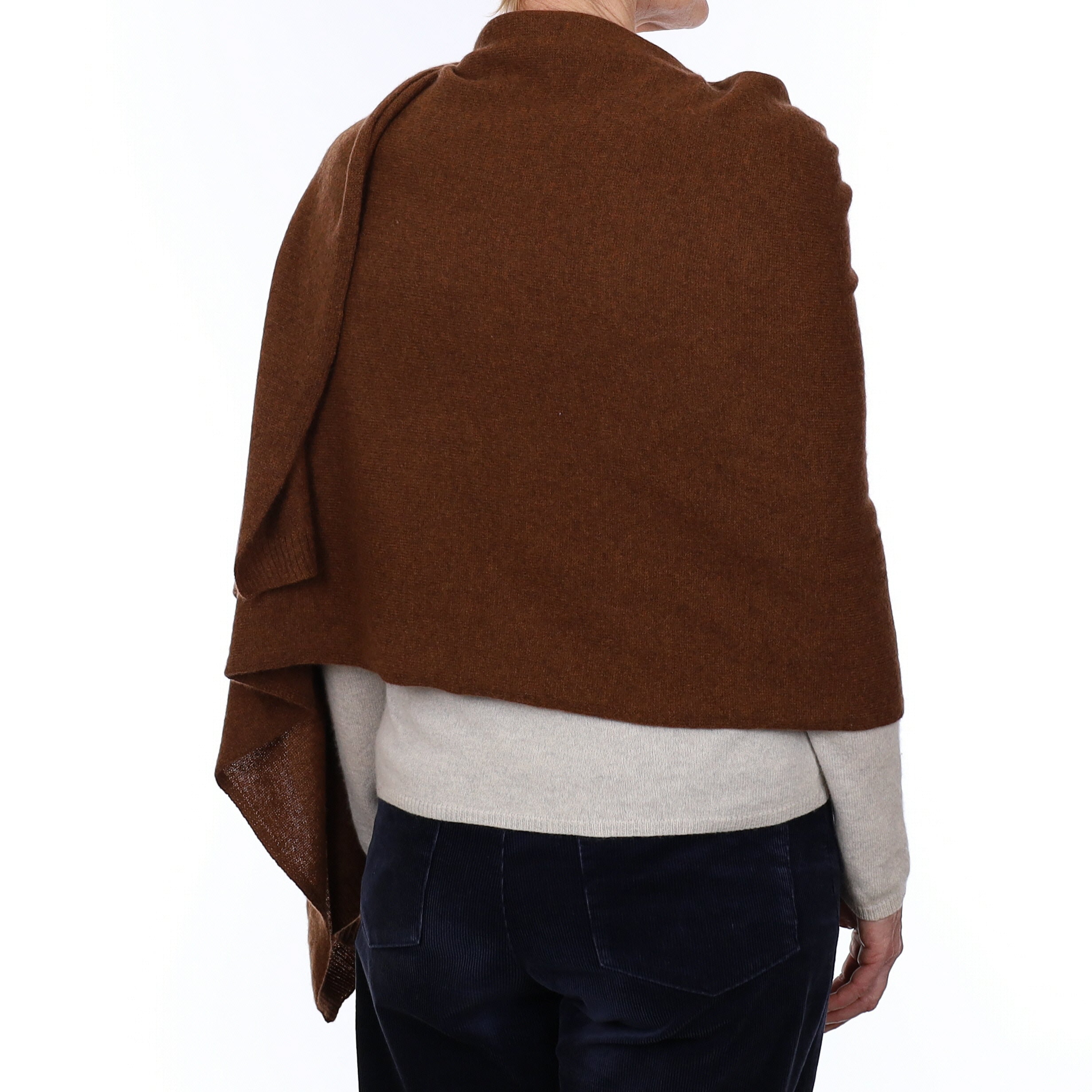 Brand New Chestnut Brown Recycled Cashmere Wrap