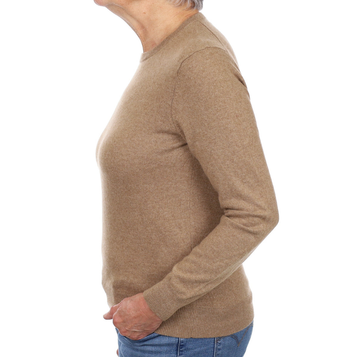 Toffee Brown Cashmere Crew Neck Jumper Medium