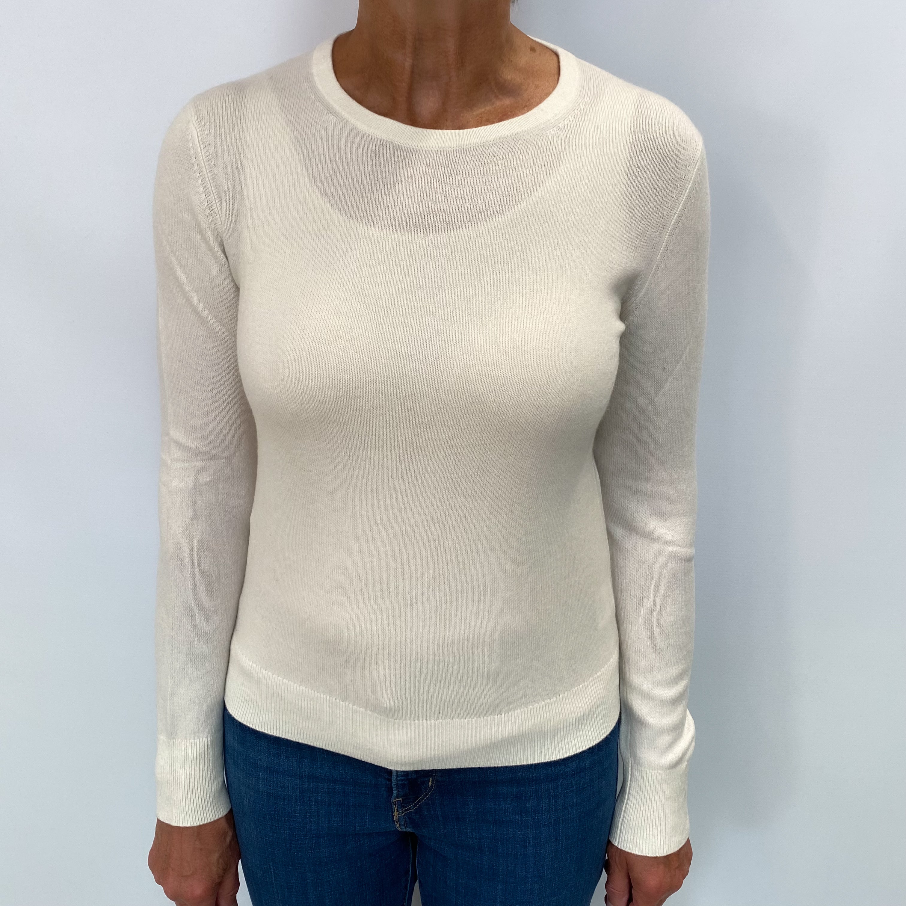Vanilla Cream Cashmere Crew Neck Jumper Medium