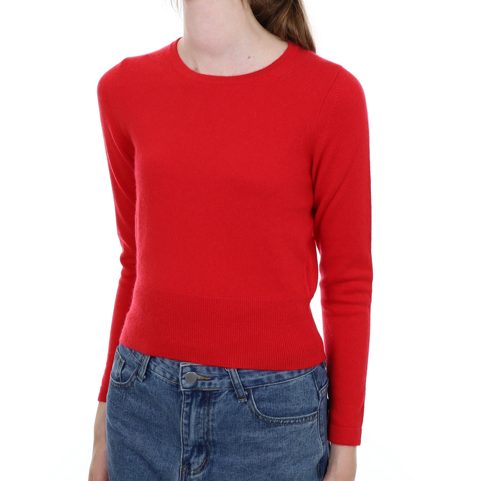 Scarlet Red Cashmere Crew Neck Jumper Extra Small