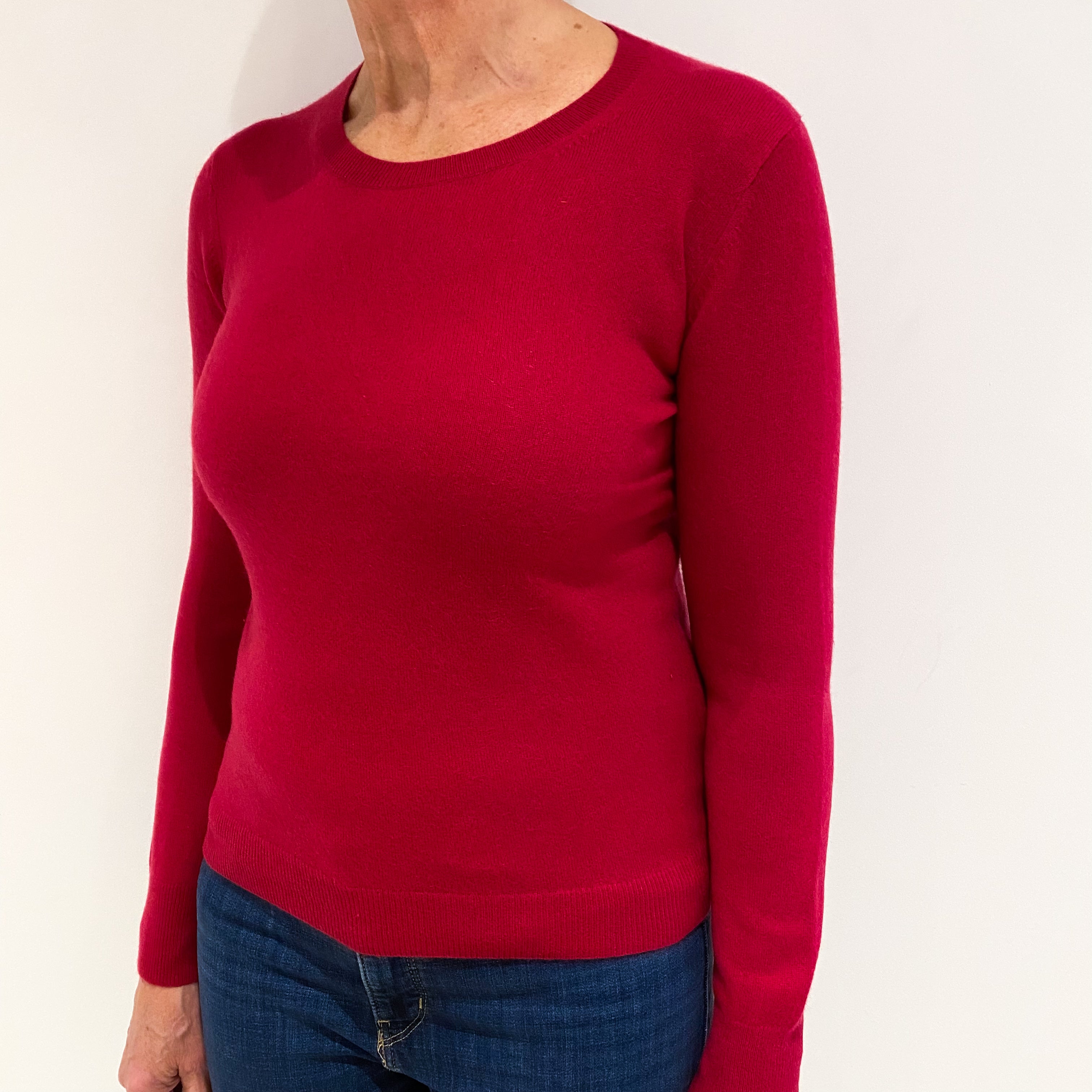 Cherry Pink Cashmere Crew Neck Jumper Medium