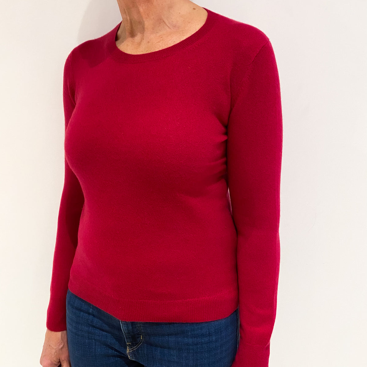 Cherry Pink Cashmere Crew Neck Jumper Medium