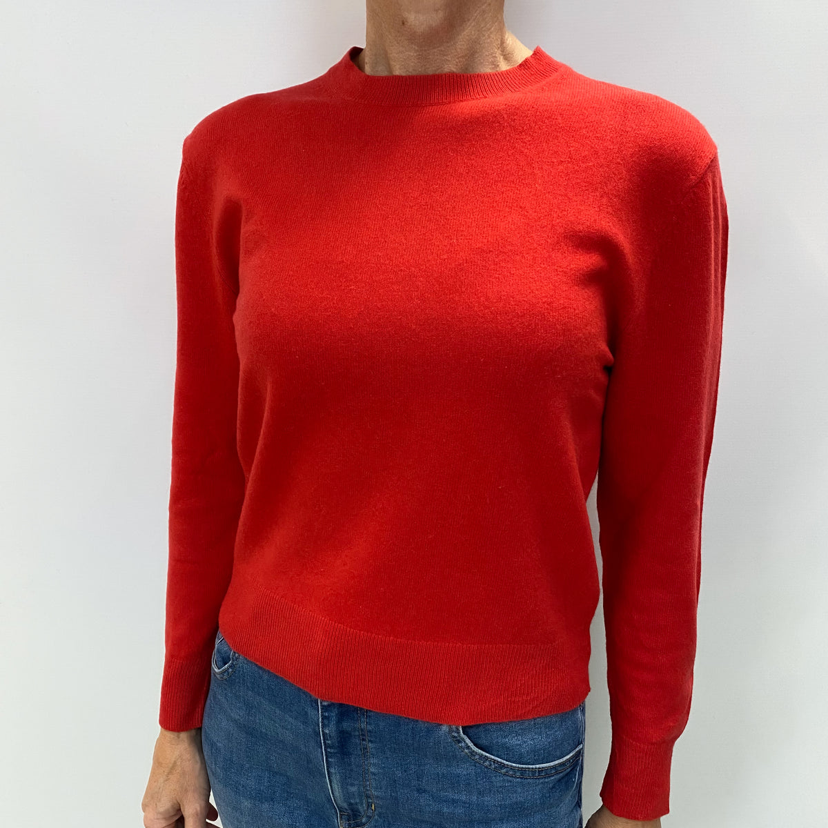 Tomato Red Cashmere Crew Neck Jumper Small