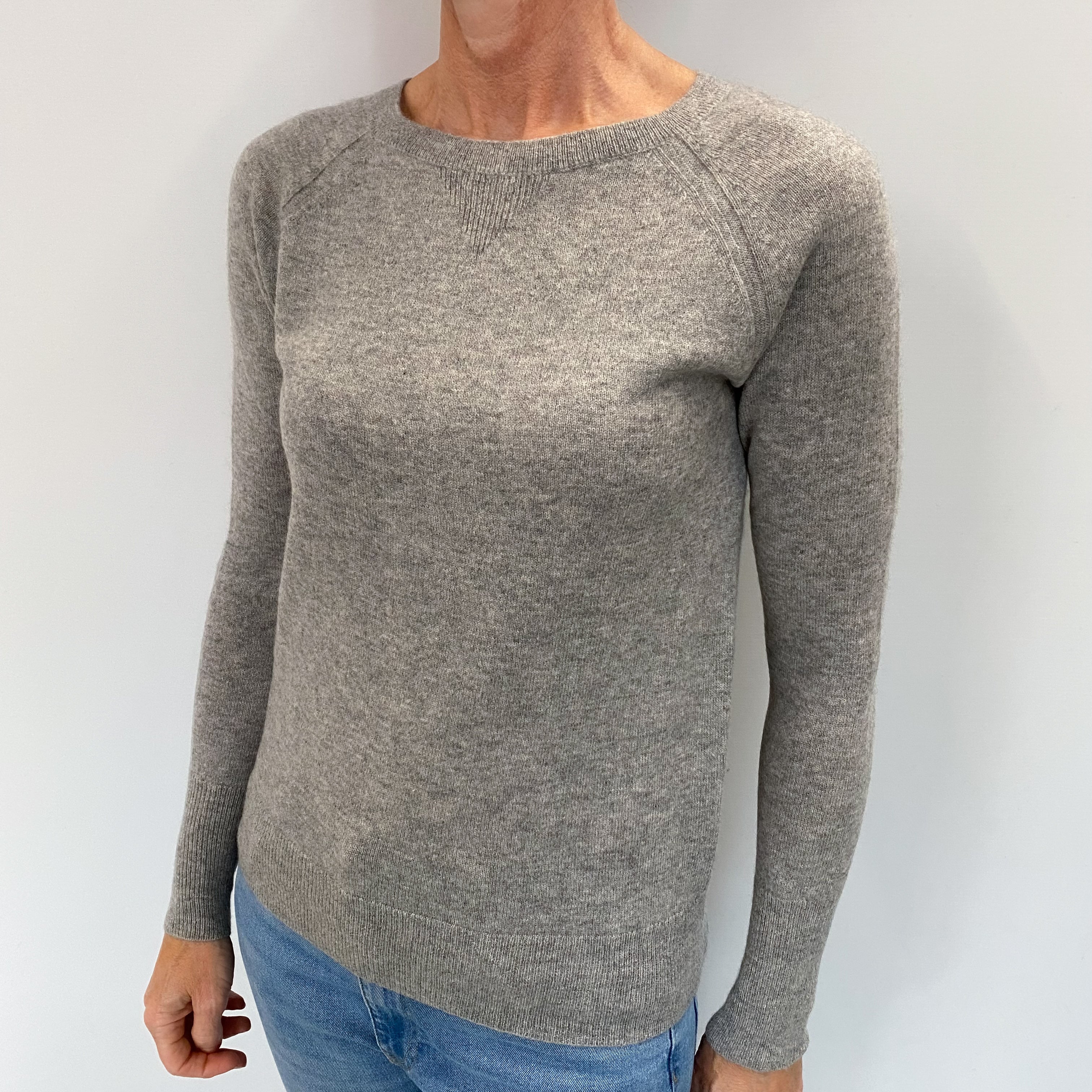 Smoke Grey Cashmere Crew Neck Jumper Small