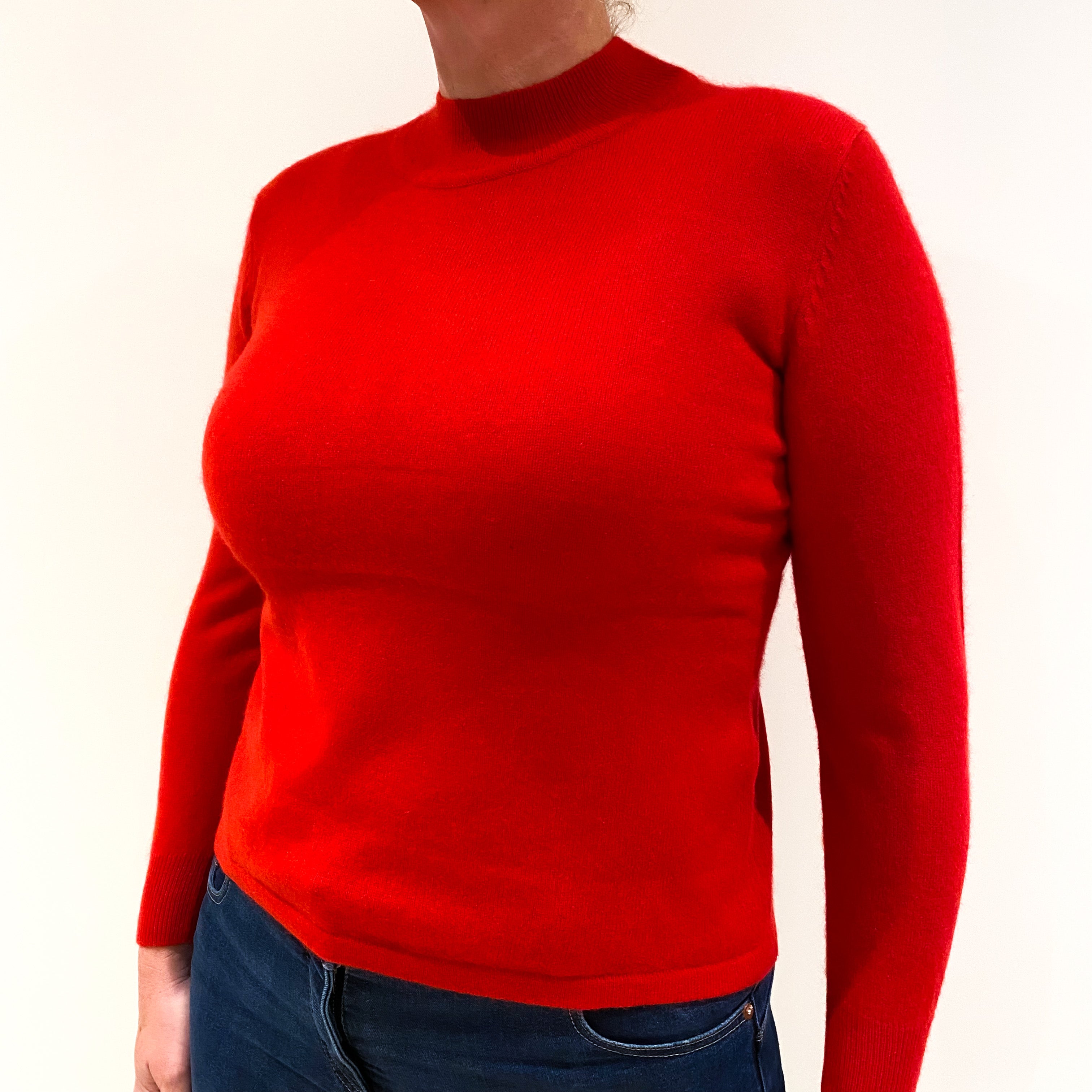 Post Box Red Cashmere Turtle Neck Jumper Large