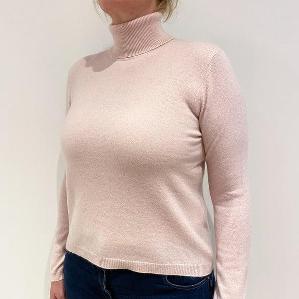 Ralph Lauren Shell Pink Cashmere Polo Neck Jumper Large