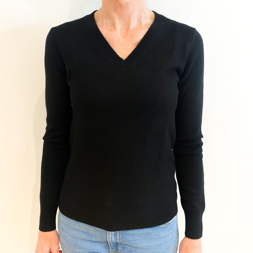 Black Cashmere V Neck Jumper Small