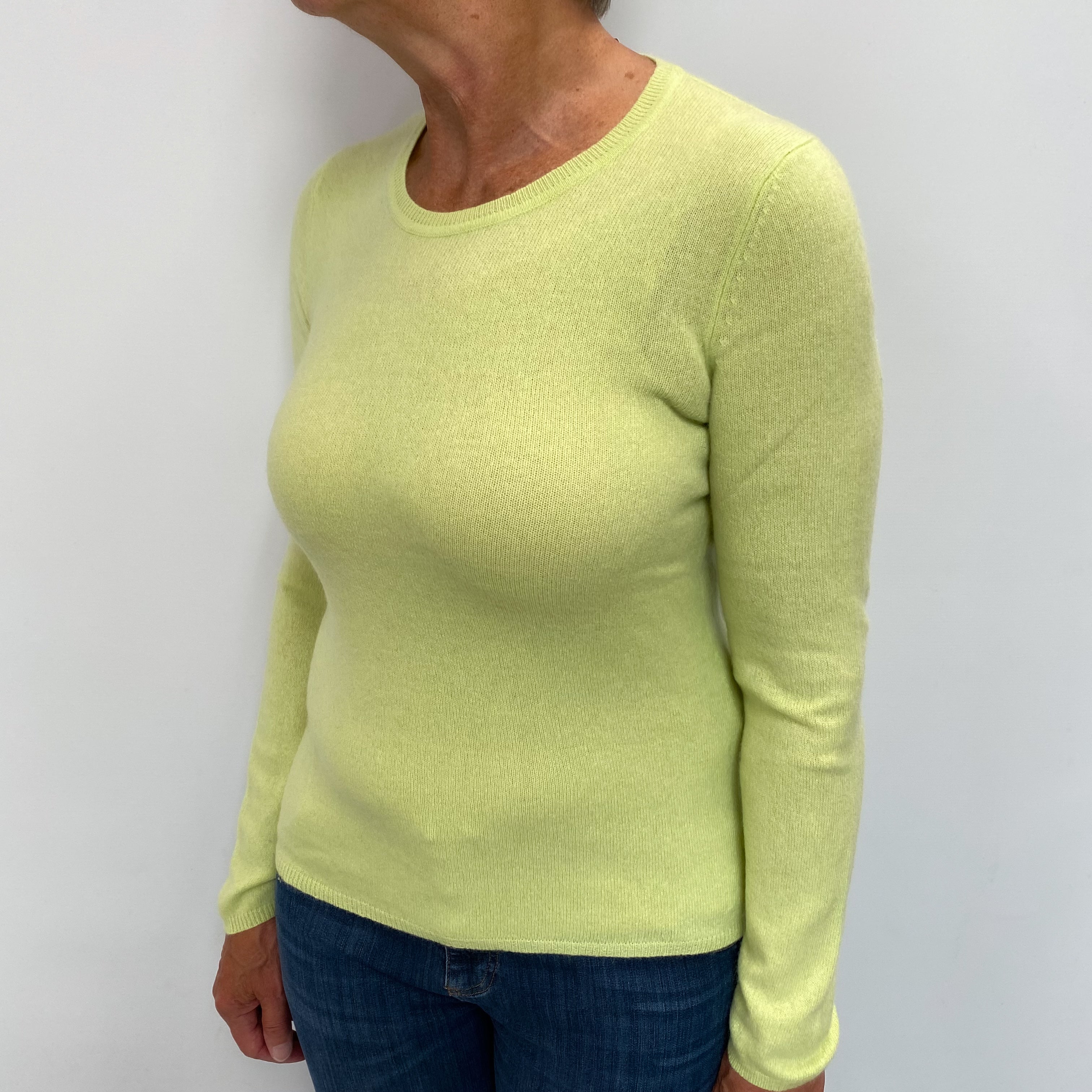 Pistachio Green Cashmere Crew Neck Jumper Medium