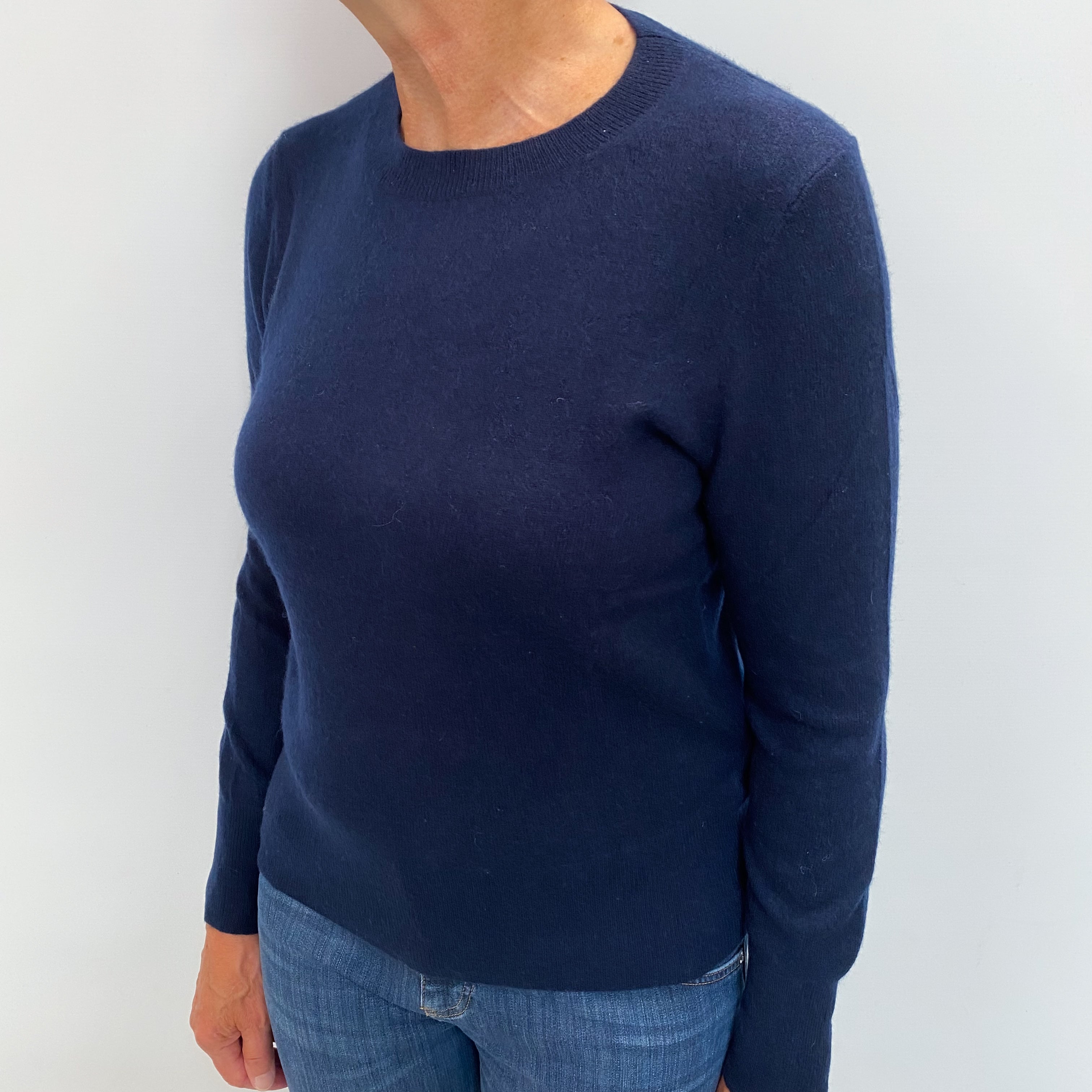 Midnight Navy Cashmere Crew Neck Jumper Medium