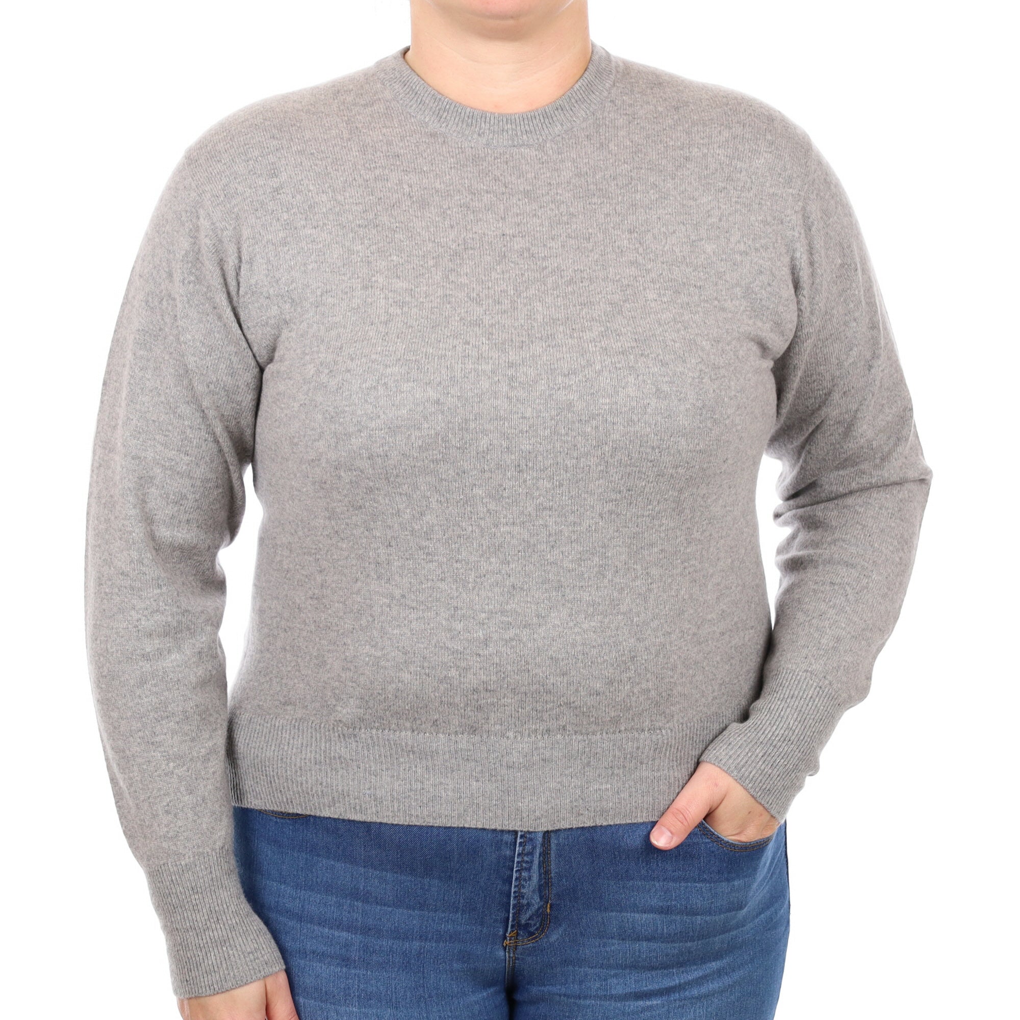 Steel Grey Cashmere Crew Neck Jumper Large