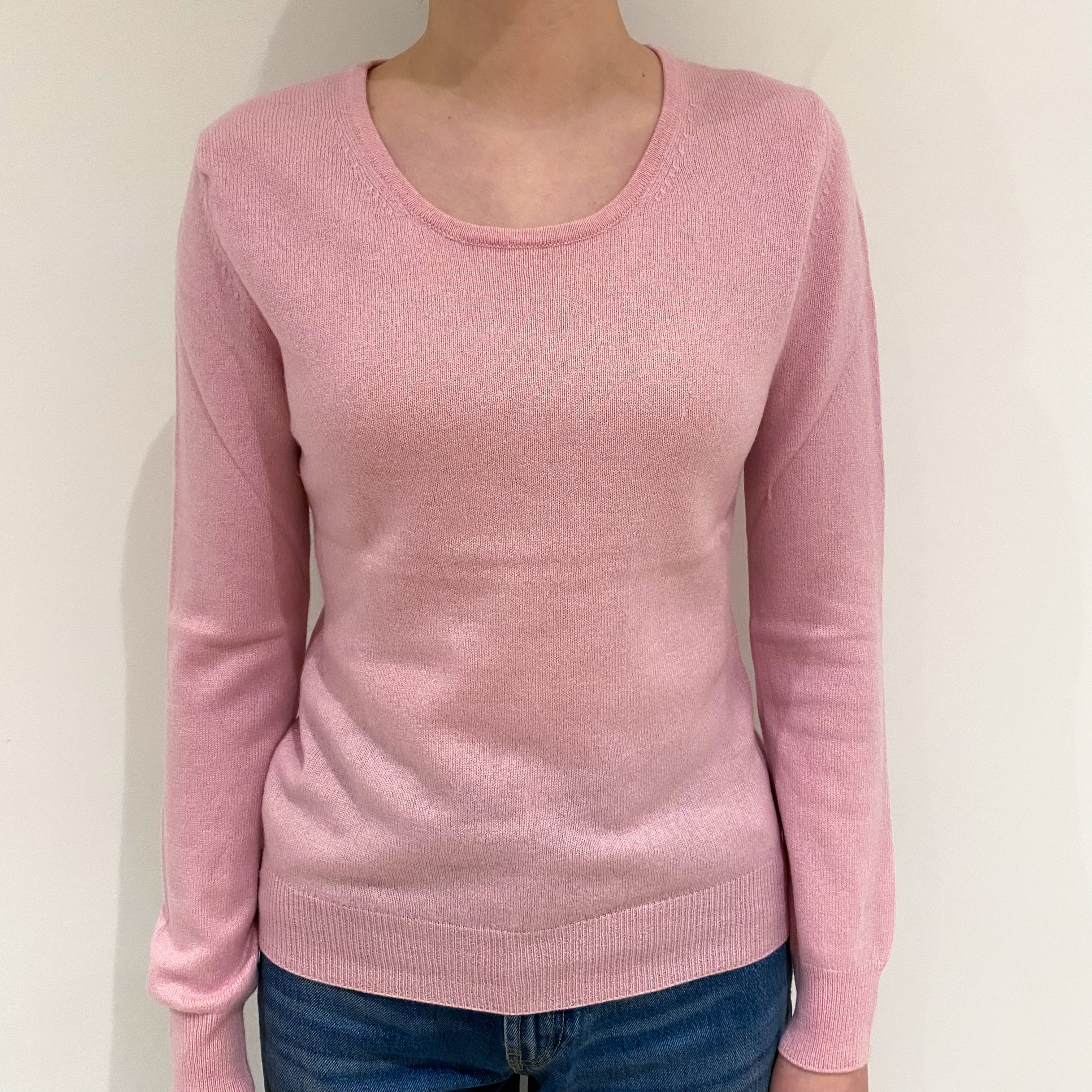 Carnation Pink Cashmere Crew Neck Jumper Extra Small
