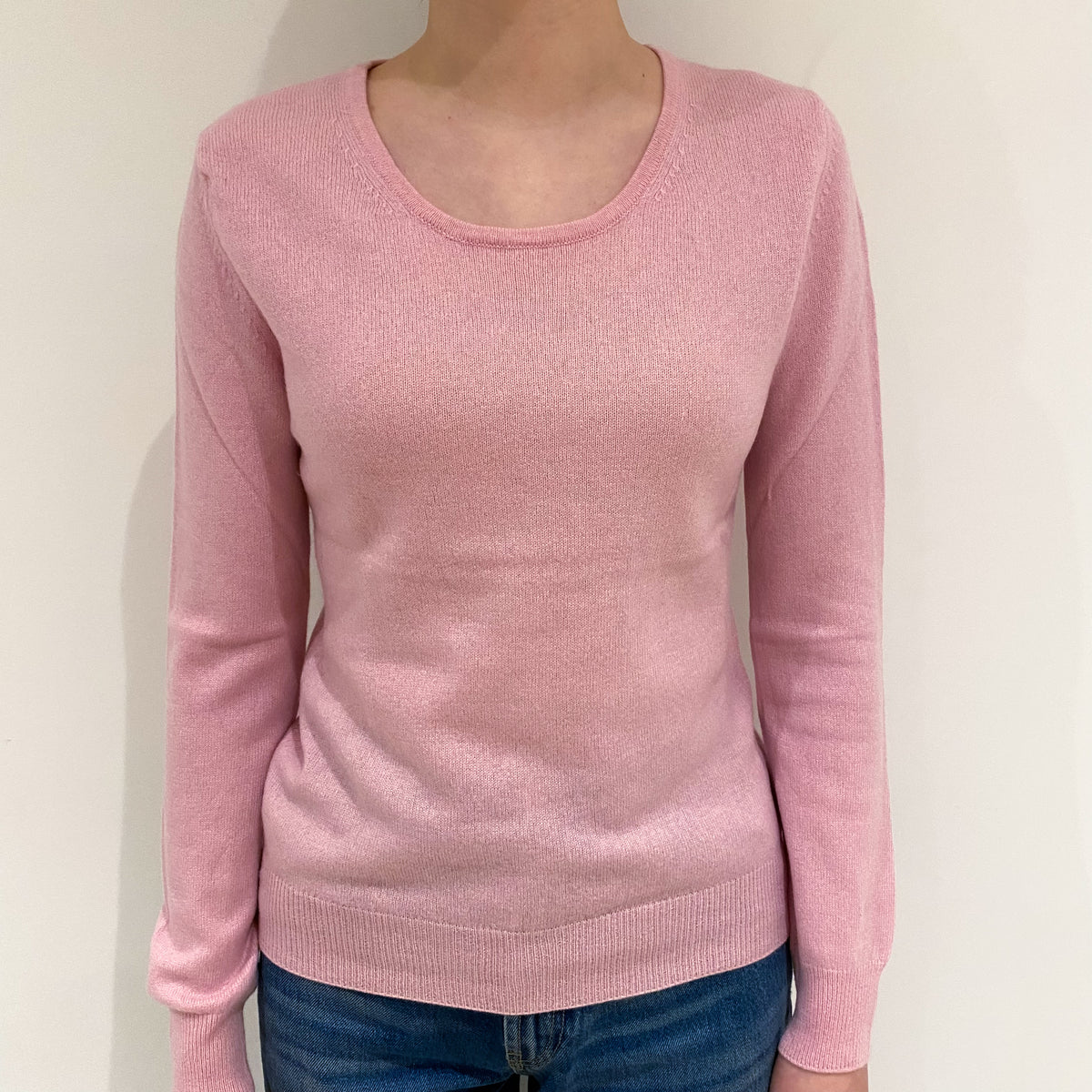 Carnation Pink Cashmere Crew Neck Jumper Extra Small