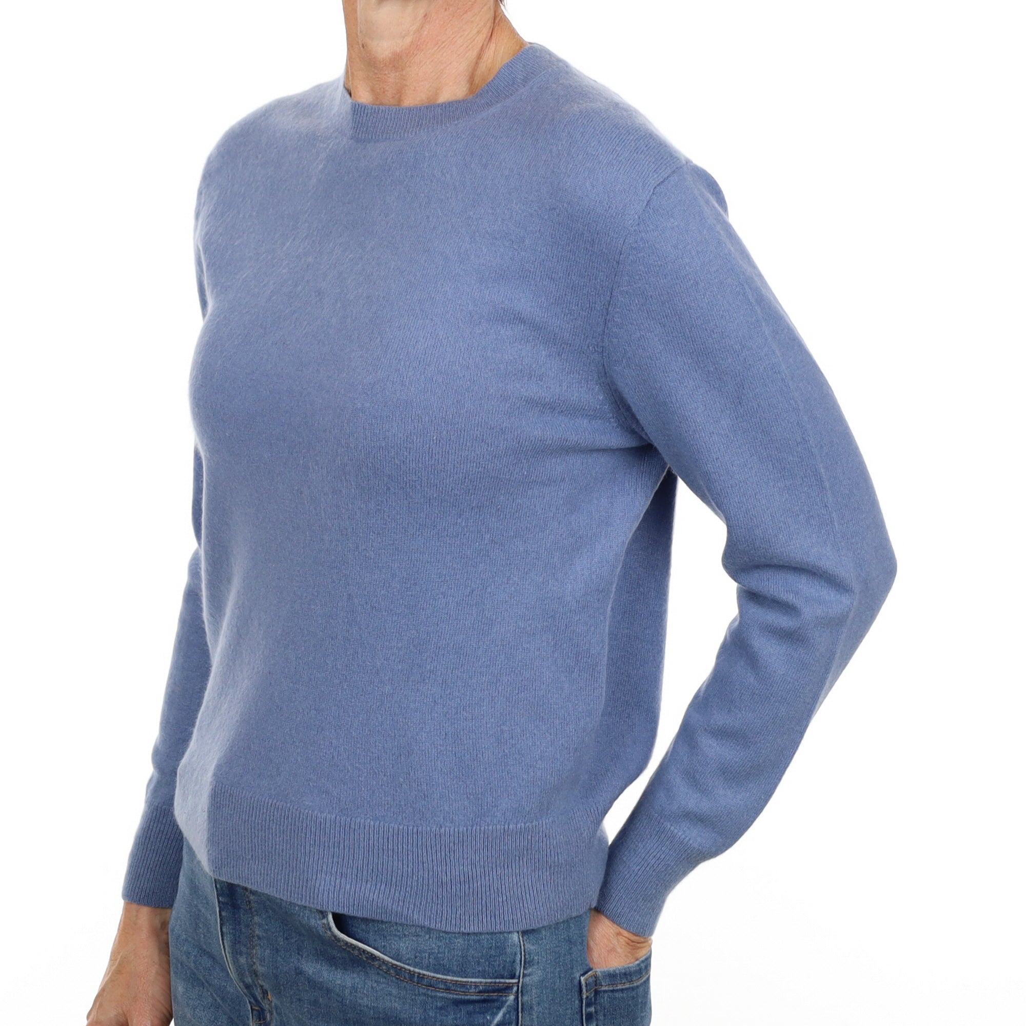 Tanzanite Blue Cashmere Crew Neck Jumper Small