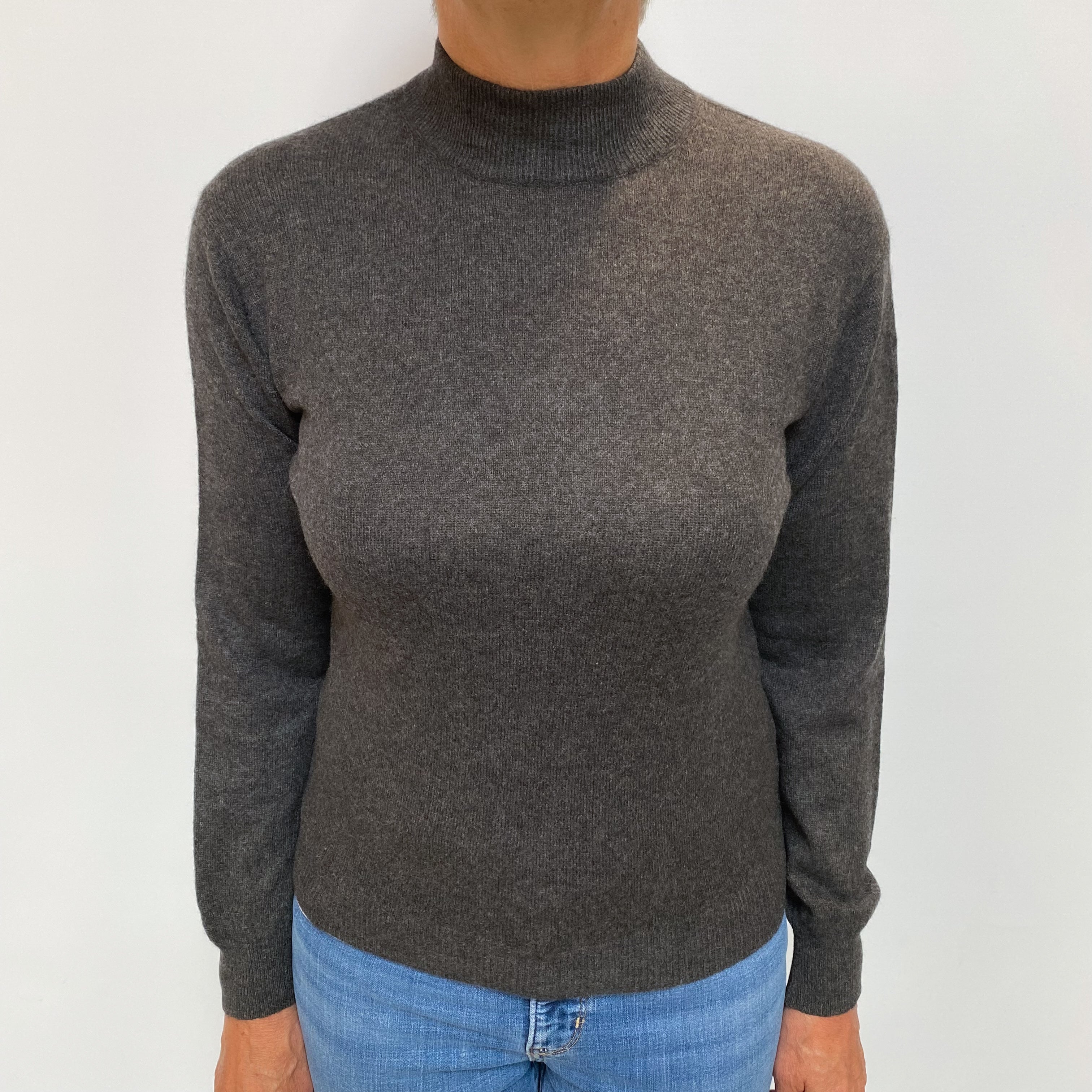 Charcoal Grey Cashmere Turtle Neck Jumper Medium