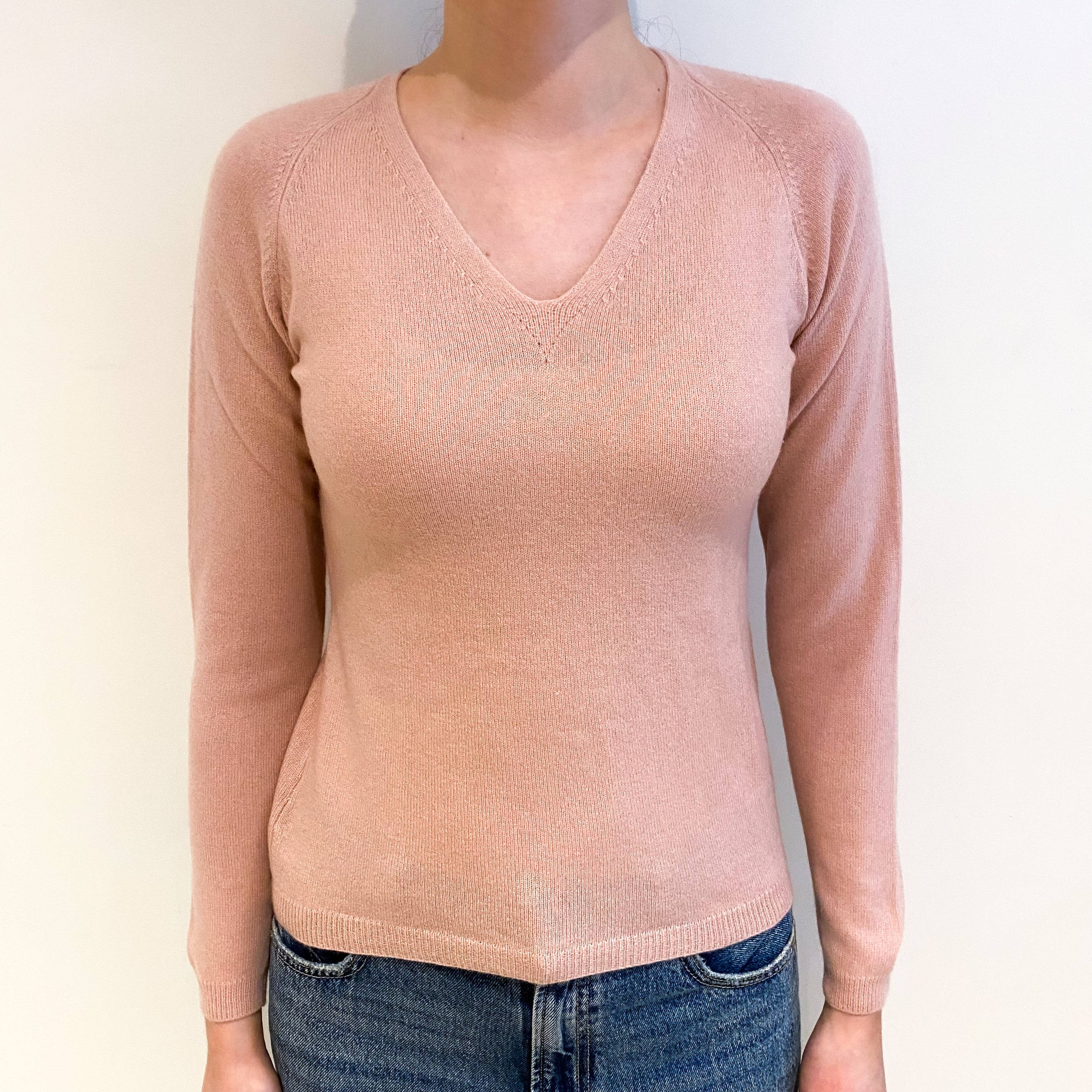 Nude Pink Cashmere V Neck Jumper Extra Small
