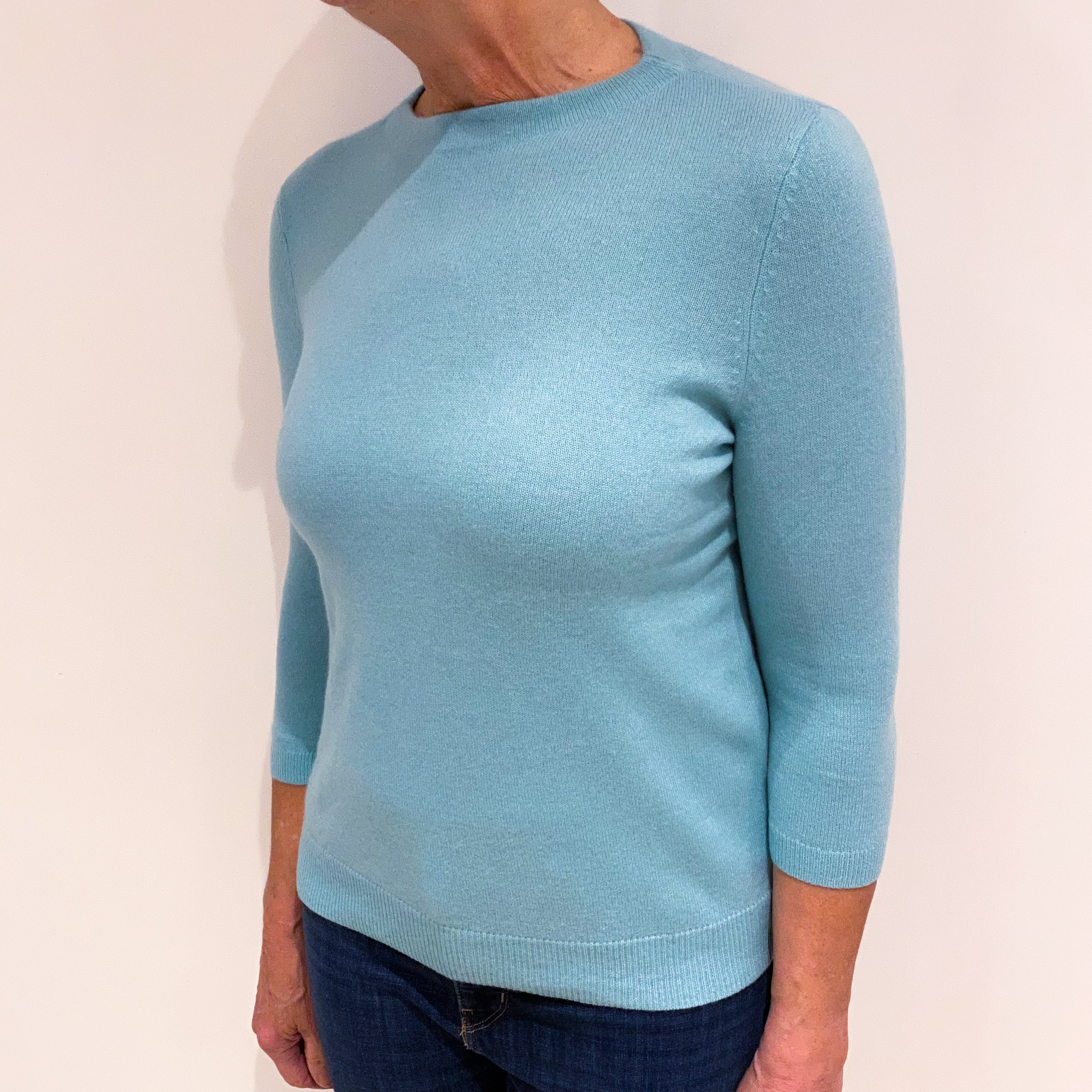 Deep Mint Green Cashmere Crew Neck Jumper Medium