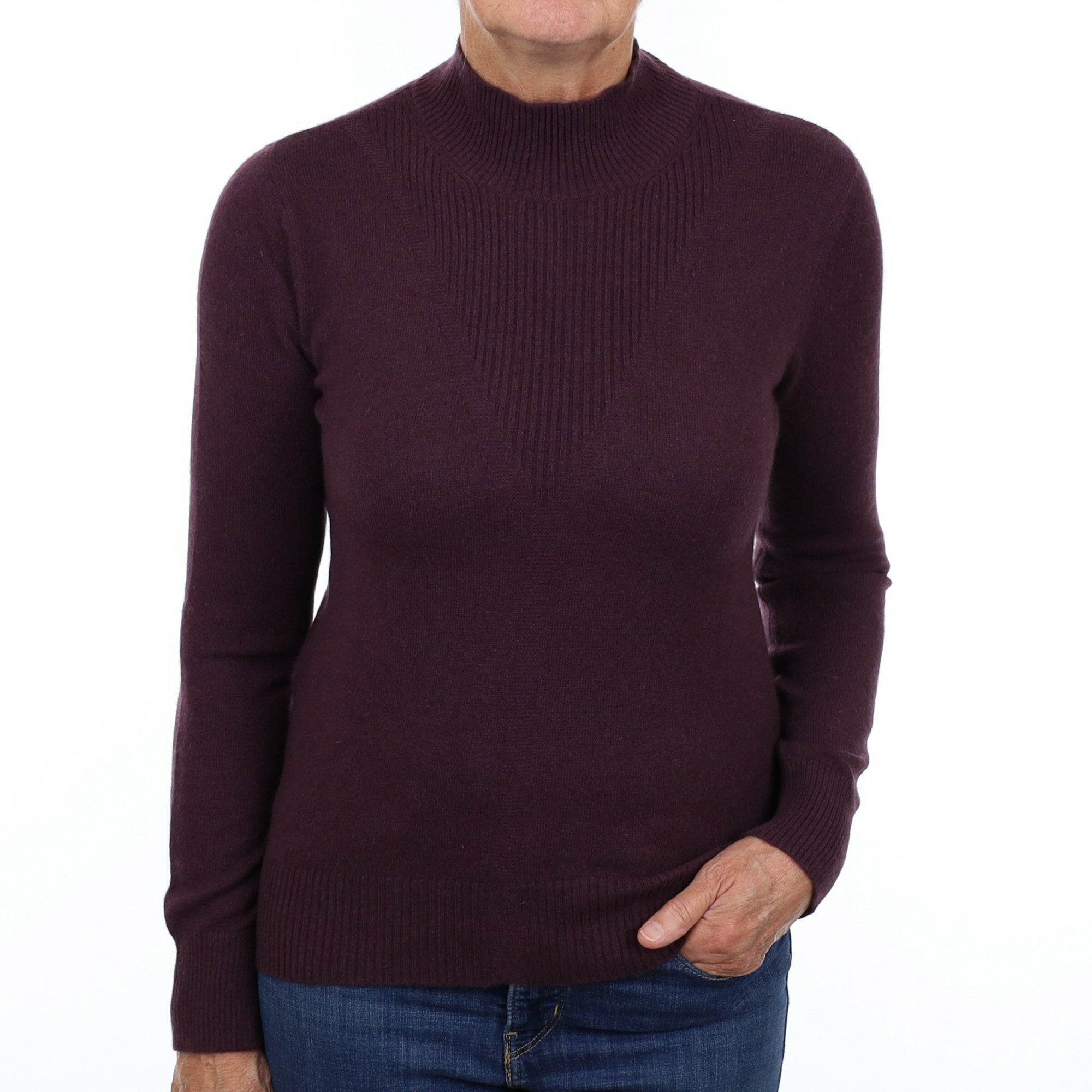 Grape Purple Cashmere Turtle Jumper Medium