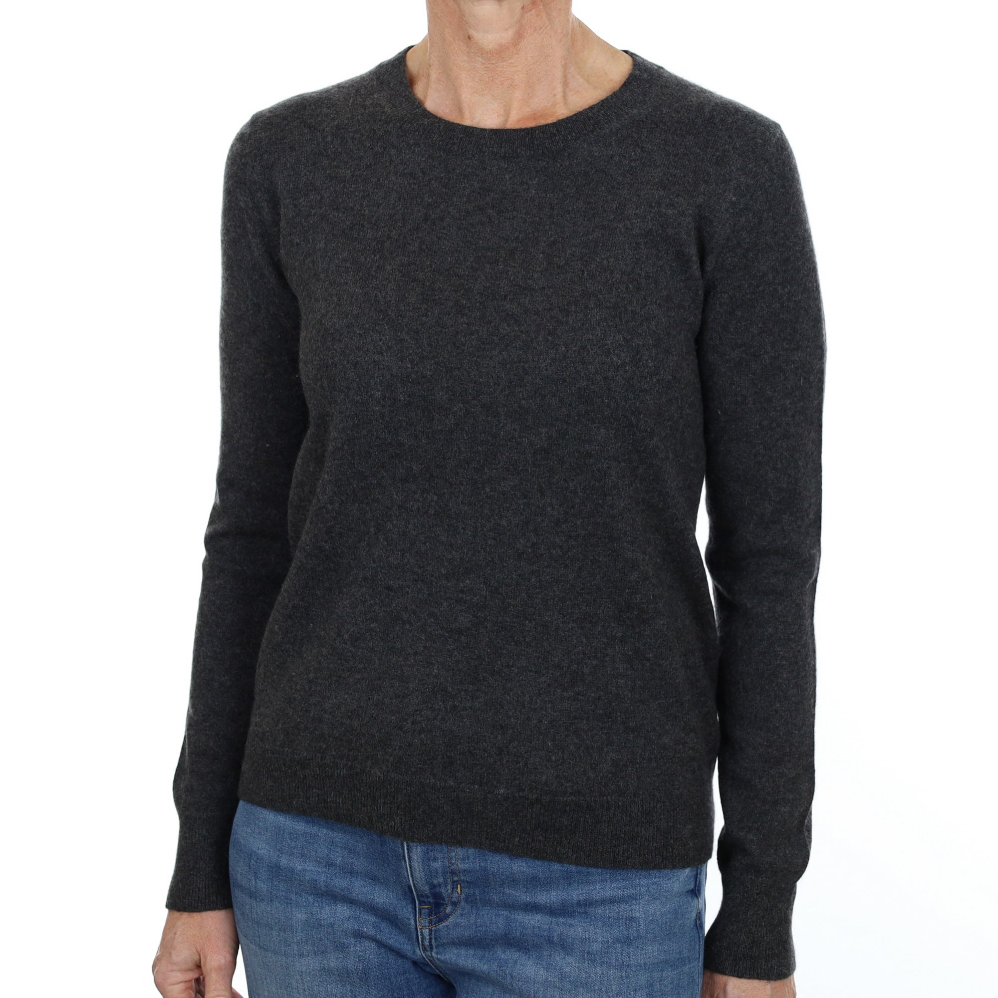 Slate Grey Cashmere Crew Neck Jumper Small