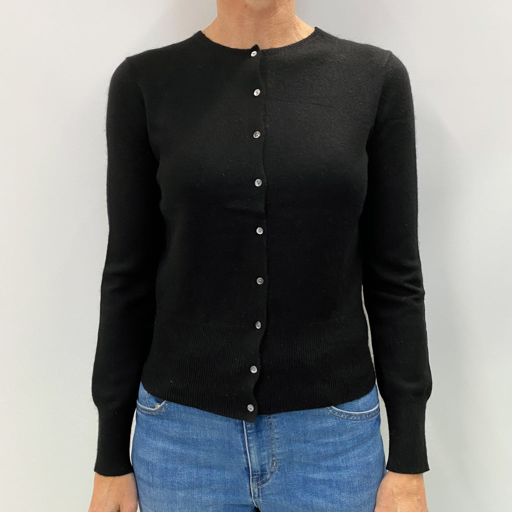 Black Cashmere Crew Neck Cardigan Small