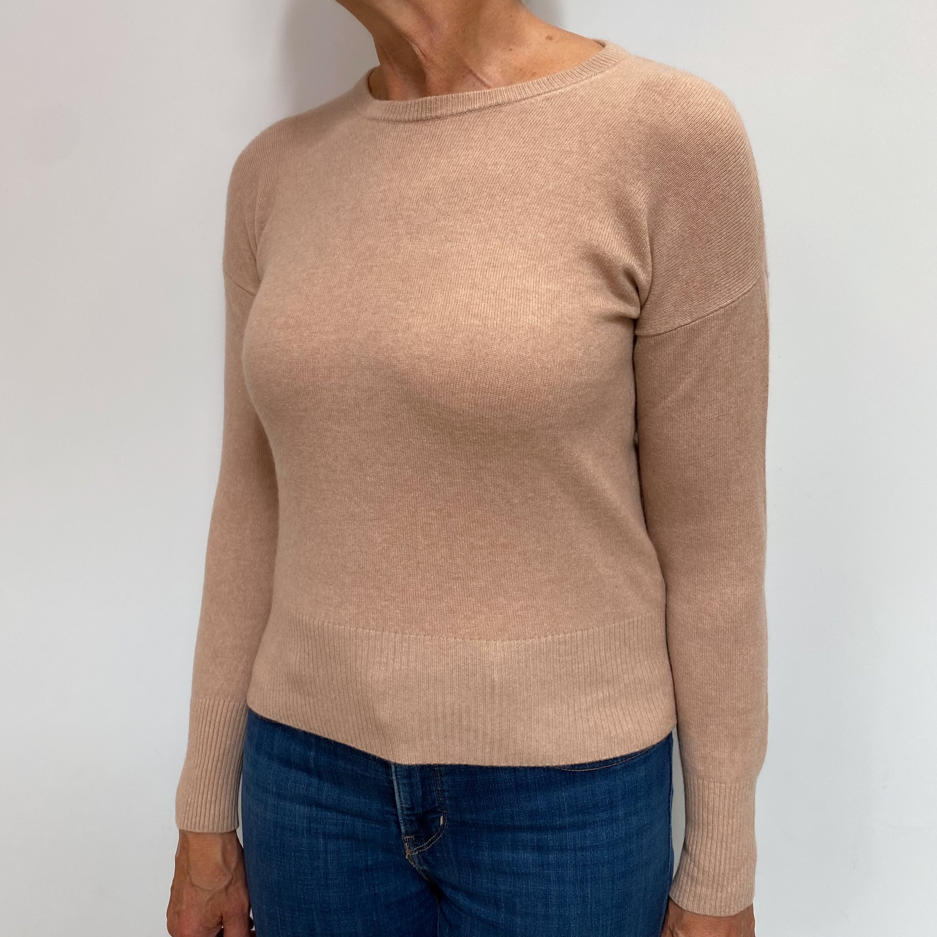 Mink Brown Cashmere Crew Neck Jumper Medium