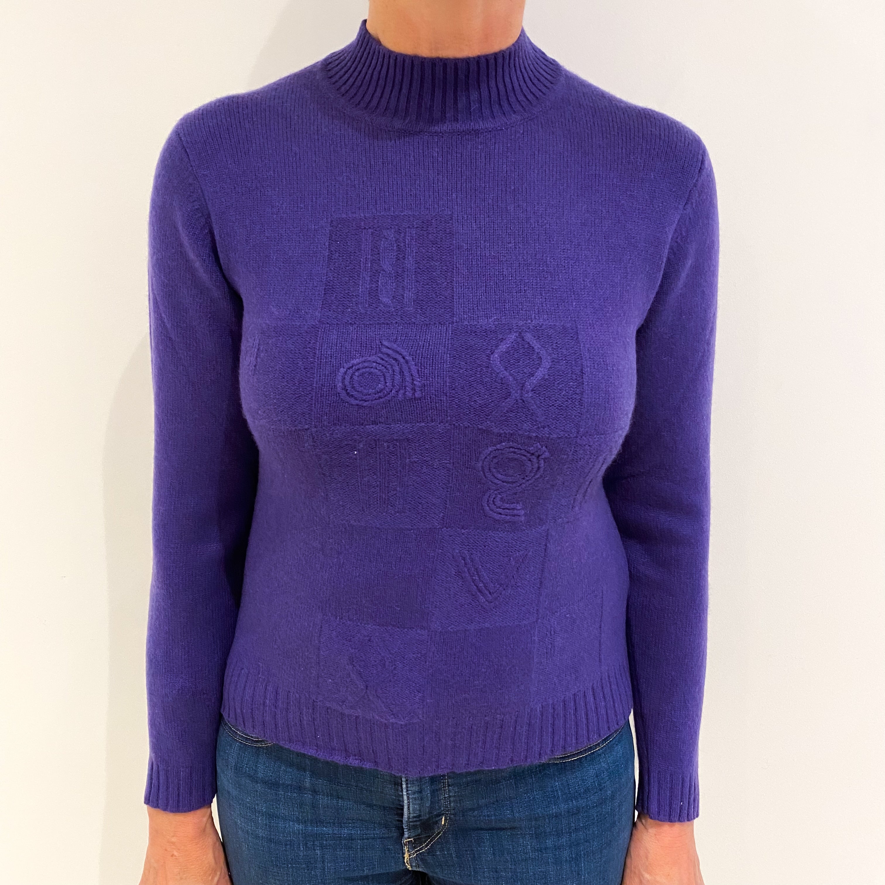 Pansy Purple Cashmere Turtle Neck Jumper Medium