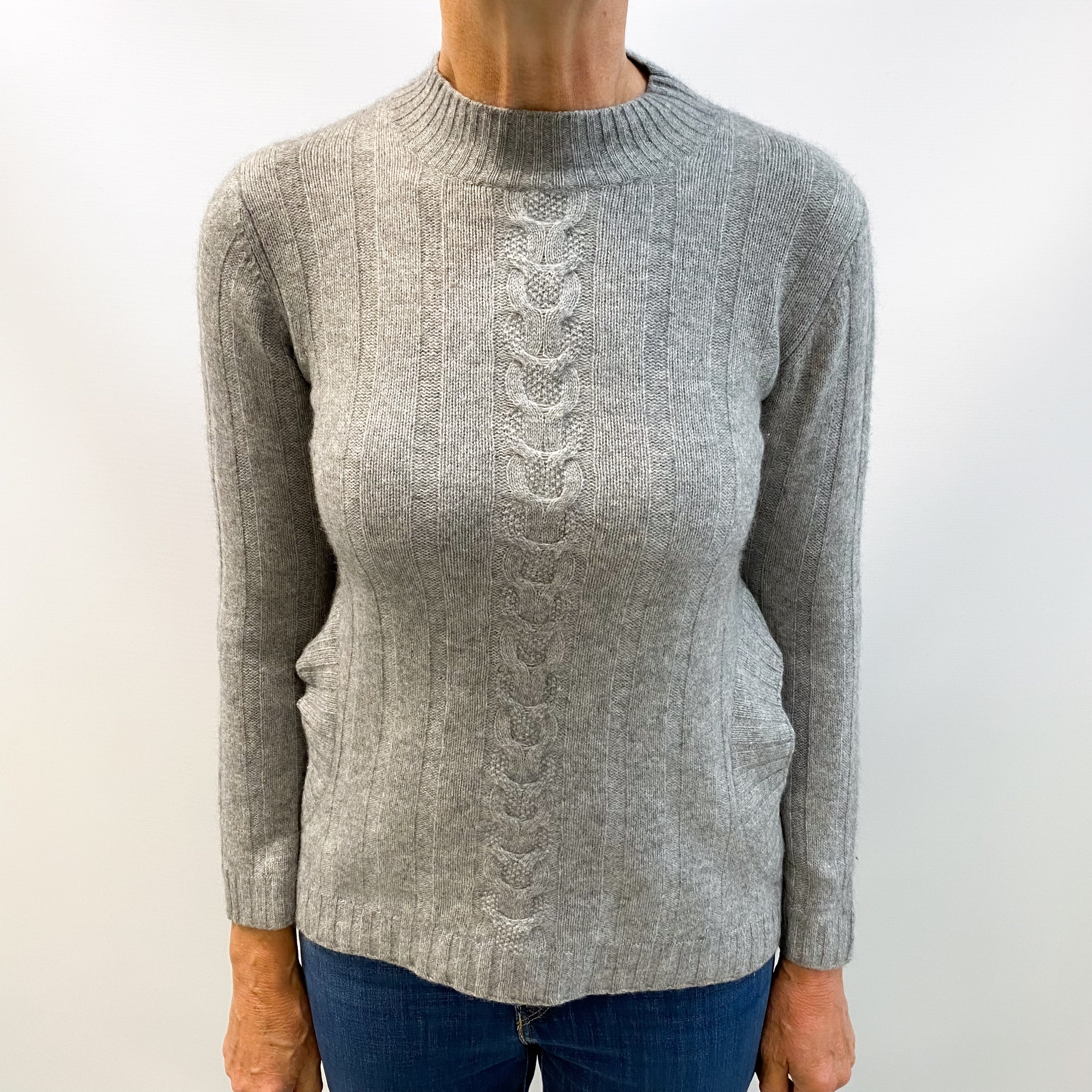 Ash Grey Cashmere Turtle Neck Jumper Medium
