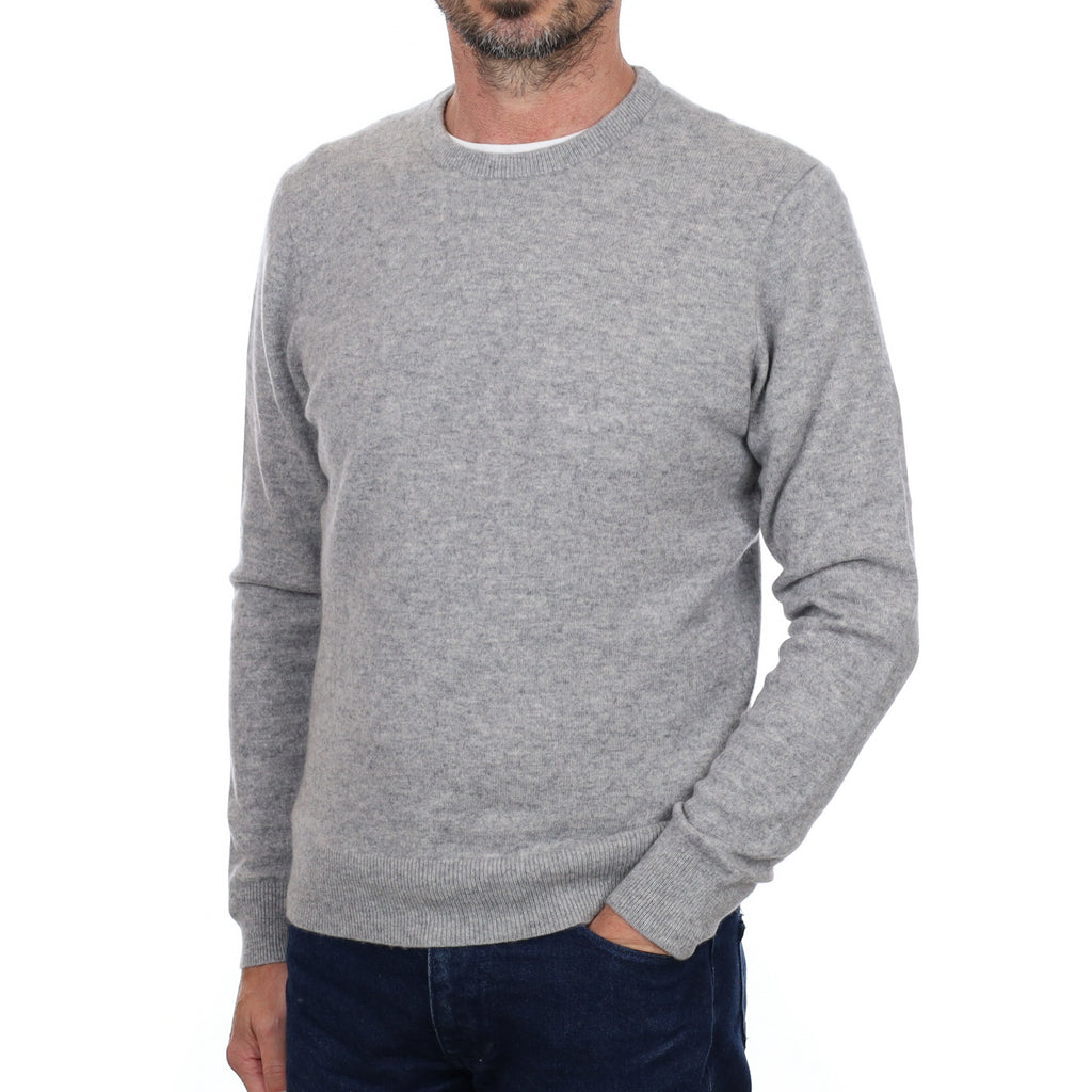 Men's Smoke Grey Cashmere Crew Neck Jumper Small