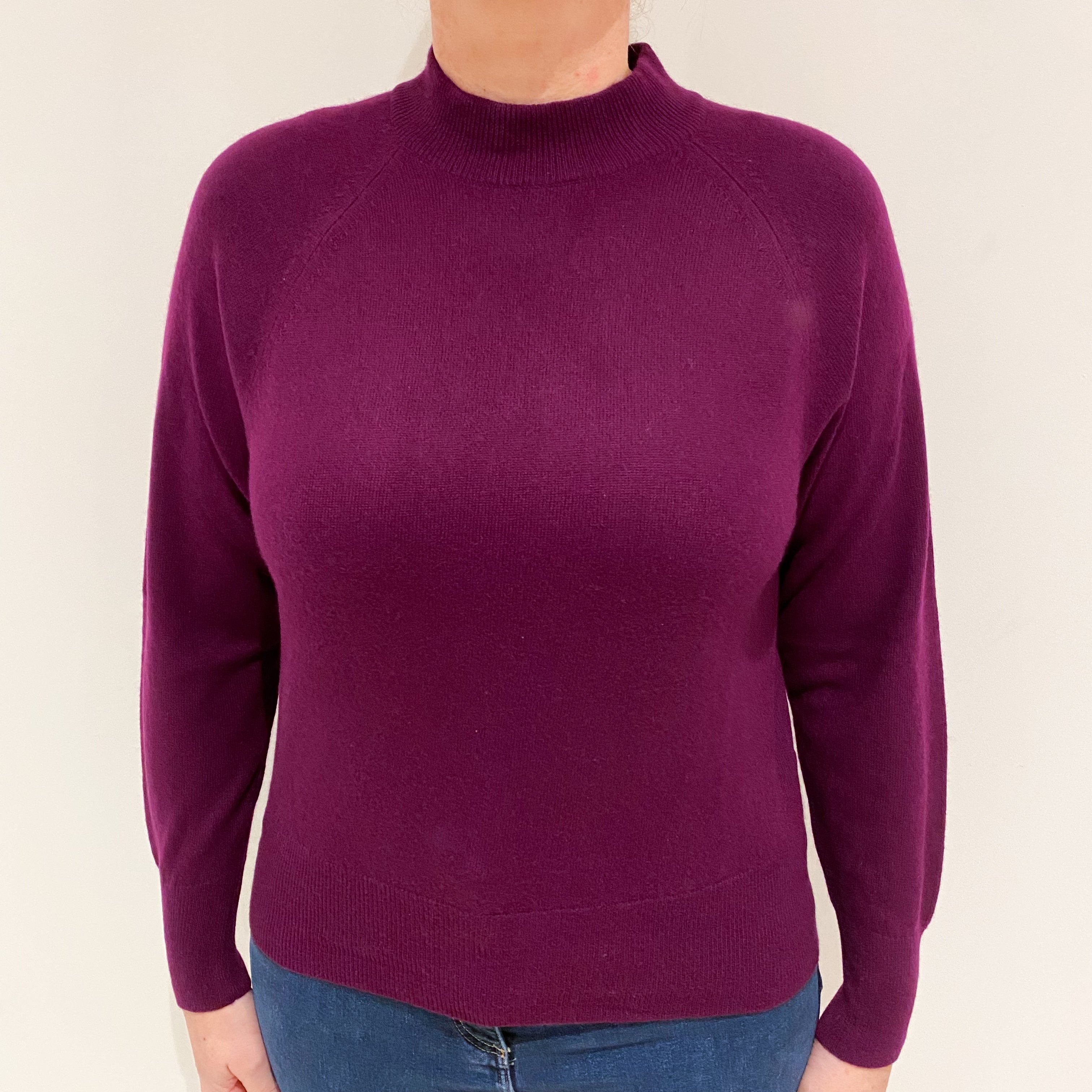 Plum Purple Cashmere Turtle Neck Jumper Large