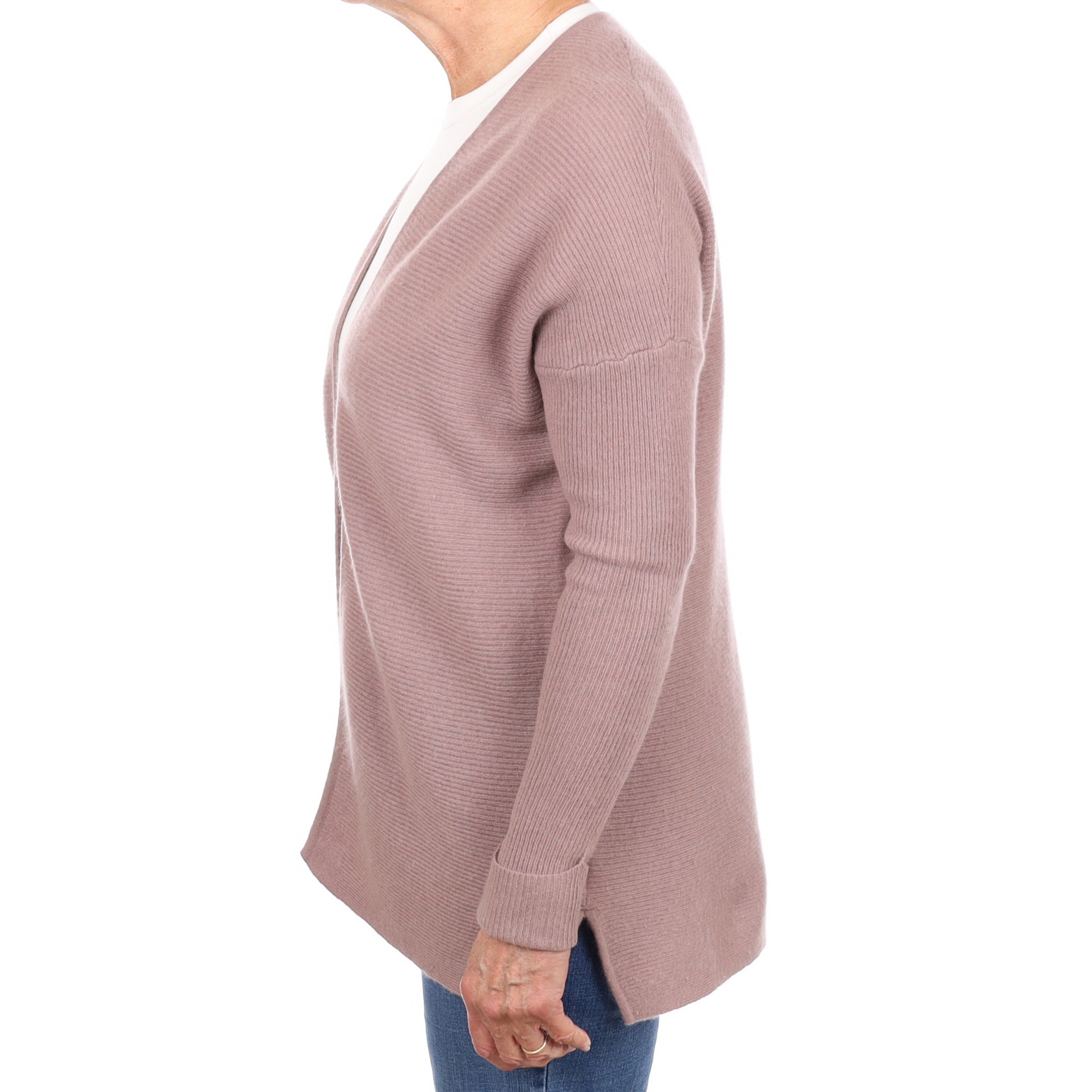 Dusky Heather Purple Cashmere Edge To Edge Cardigan Medium